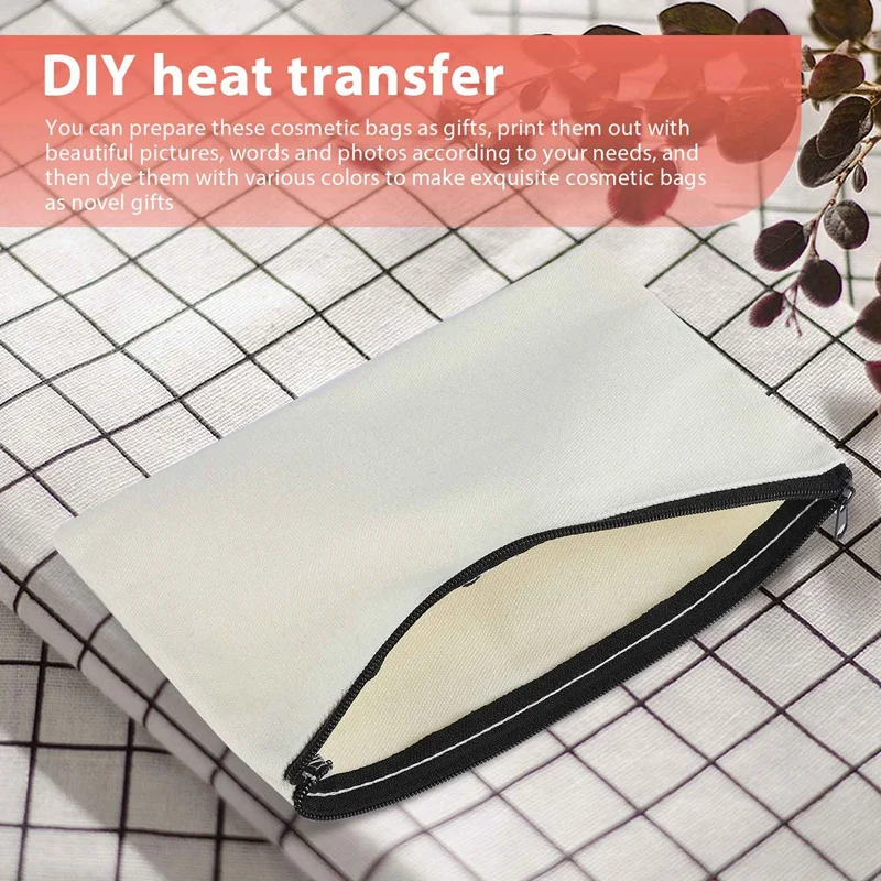 10 шт., сублимационные заготовки, сумка «сделай сам», теплопередача, косметички, железный чехол на молнии, холст, чехол для ручек для женщин и детей