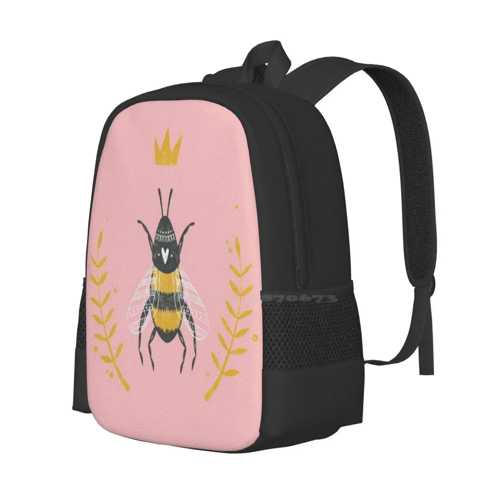 Queen Bee Hot Sale Schoolbag Backpack Fashion Bags Save The Bees Insects Cute Nature Wild Spring Butterflies Colorful Kawaii