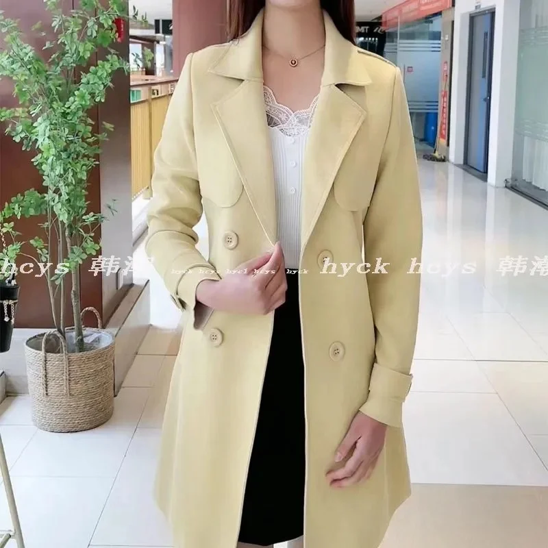 Trench Casual in pelliccia di cervo di fascia alta per donna 2023 coreano primavera e autunno cappotto a maniche lunghe Versatile in stile coreano