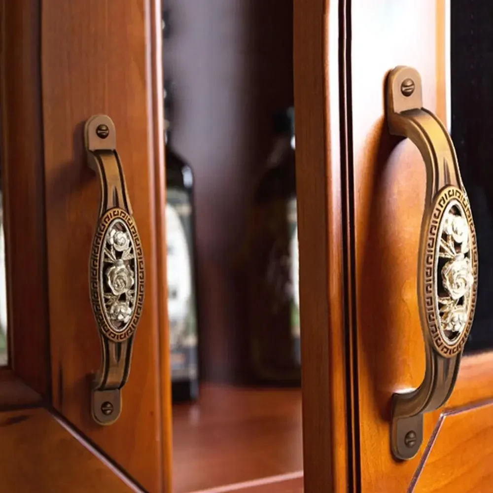 Kaffee Antik Kupfer Griff Retro Zinklegierung Vintage Türgriff Bronze Europäischen Mode Schrank Pull Schrank