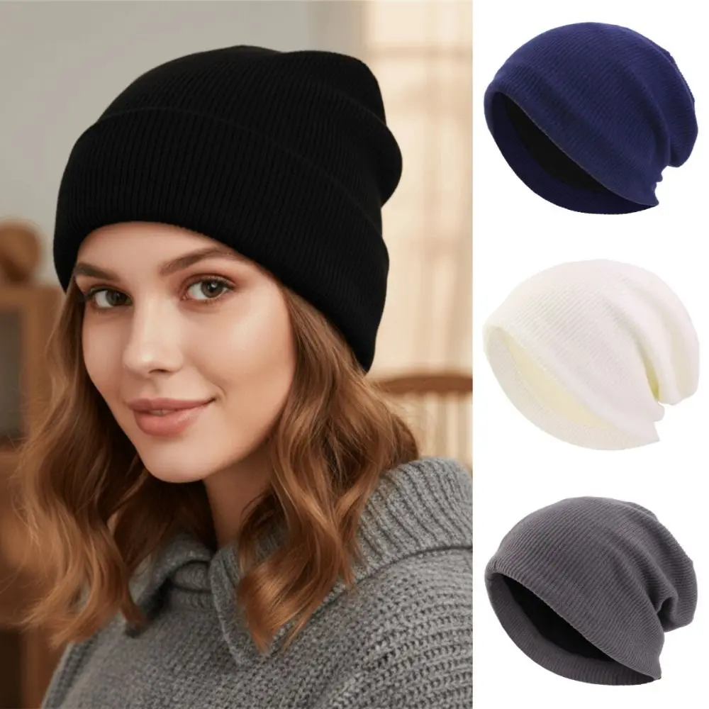 

Solid Color Double-layer Pullover Hat Thickened Warm Breathable Double Layer Confinement Hat Face Slimming Knitted Fabric