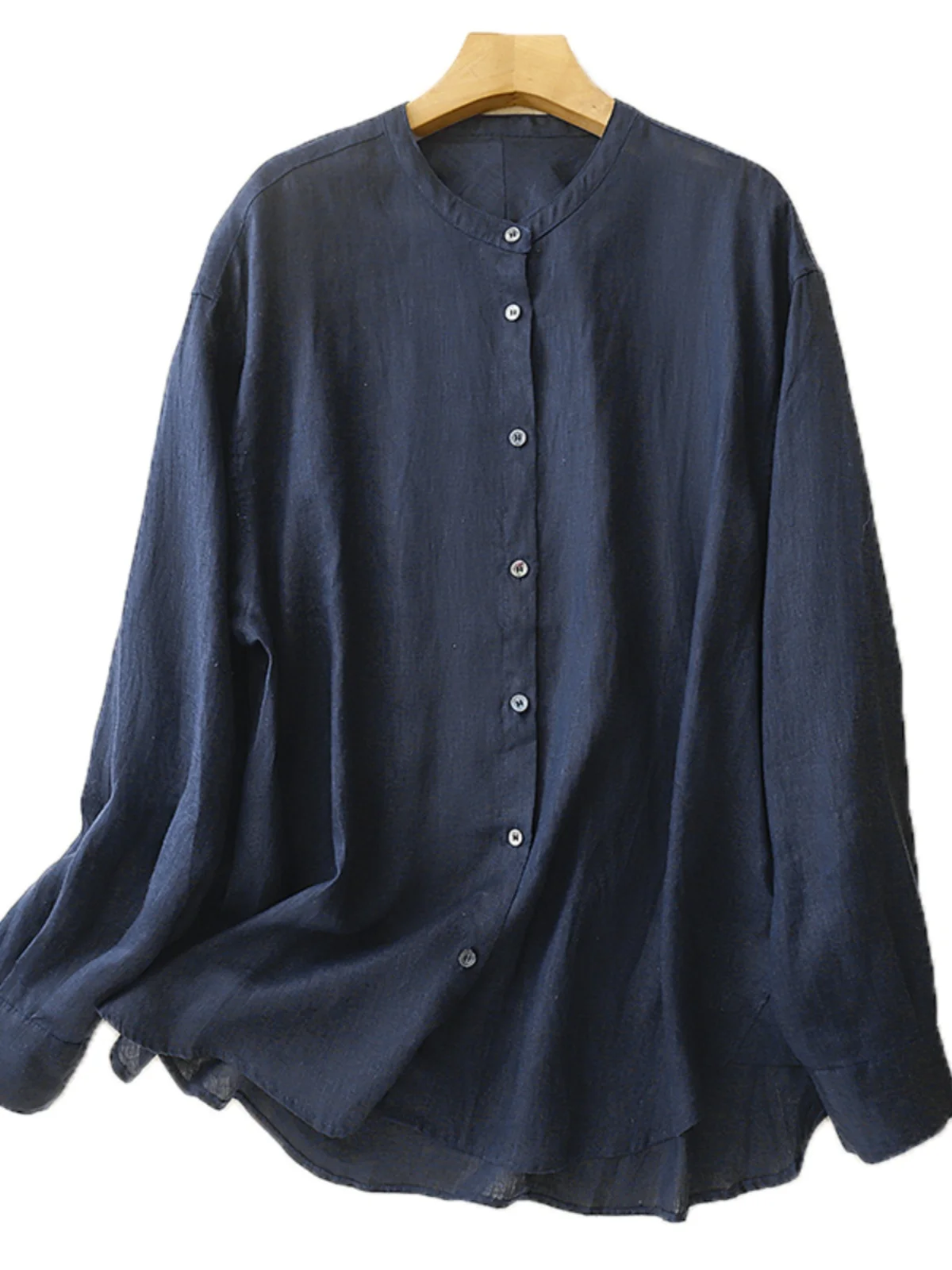 Loose Casual Long Sve Linen irt Women Spring Autumn round Ne Cotton Linen Sunscreen Open Cardigan Top Versatile Layering