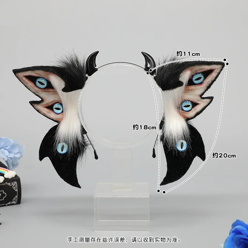 Moth Ears Headband Fursuit Demon Headwear Cosplay Costumes Fantasy Creatures Great Old Ones Cthulhu Evil Eyes Faux Fur Hair Hoop