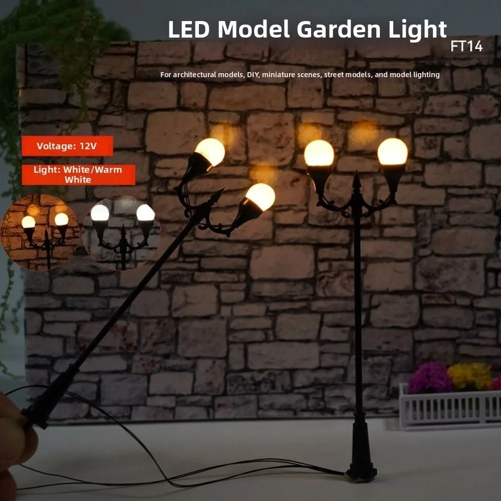 Plastic Sand Table Street Light Model White/Warm Light DIY Miniature Street Lamp 2 Heads Handmade Park Lamppost High Light