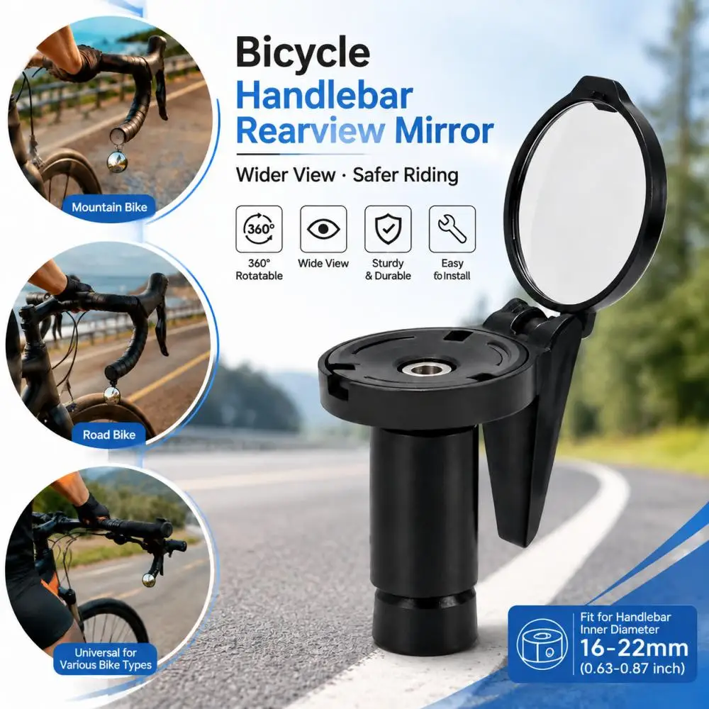 Fahrradlenker Endspiegel Fahrrad Rückspiegel HD Spiegel 360° ° Drehen Sie konvexe MTB Rennrad Lenker Spiegel Fahrradzubehör – Detail 3