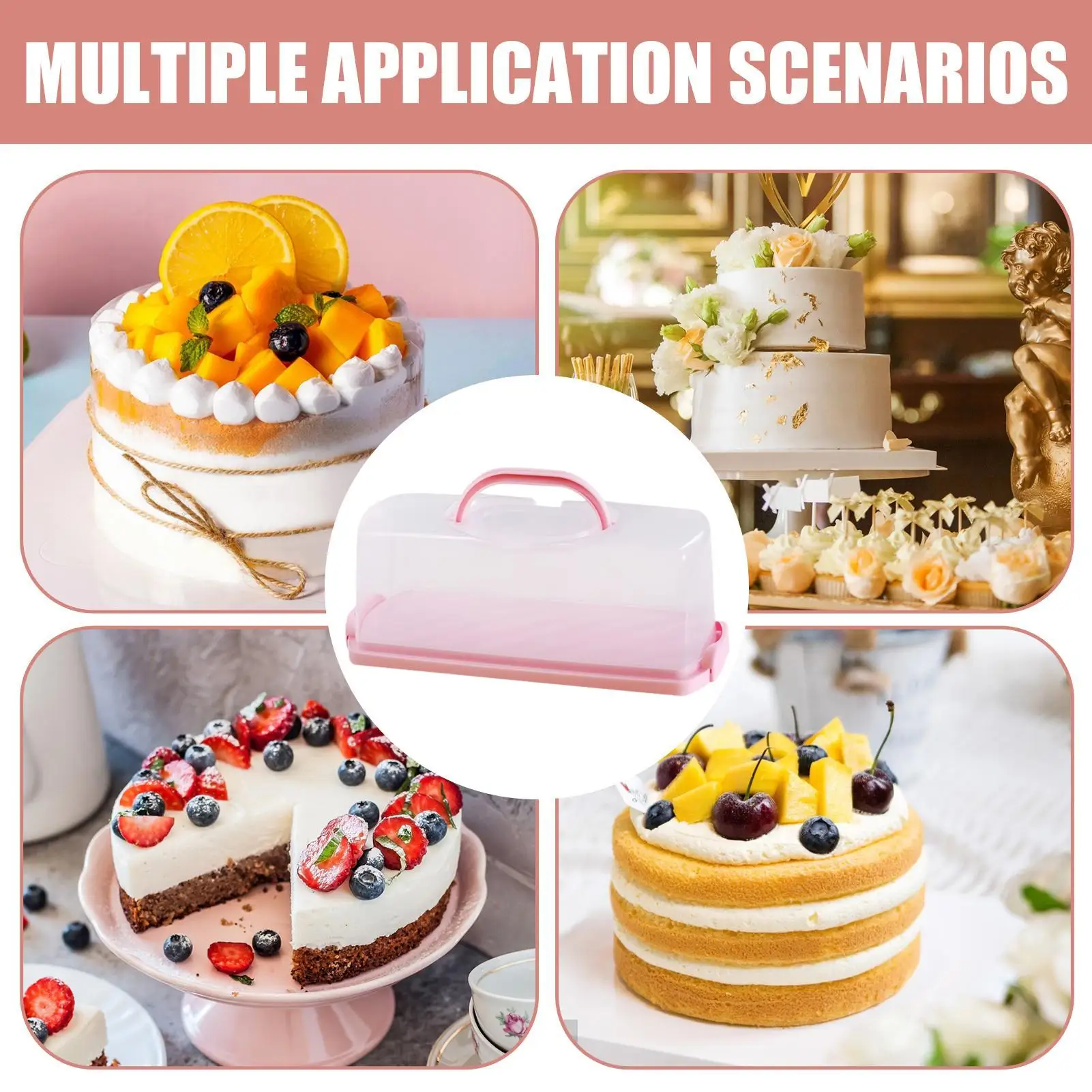 

Коробка для хлеба для кухонной столешницы, прямоугольная витрина для торта, хранилище для торта с портативной ручкой для транспортировки печенья