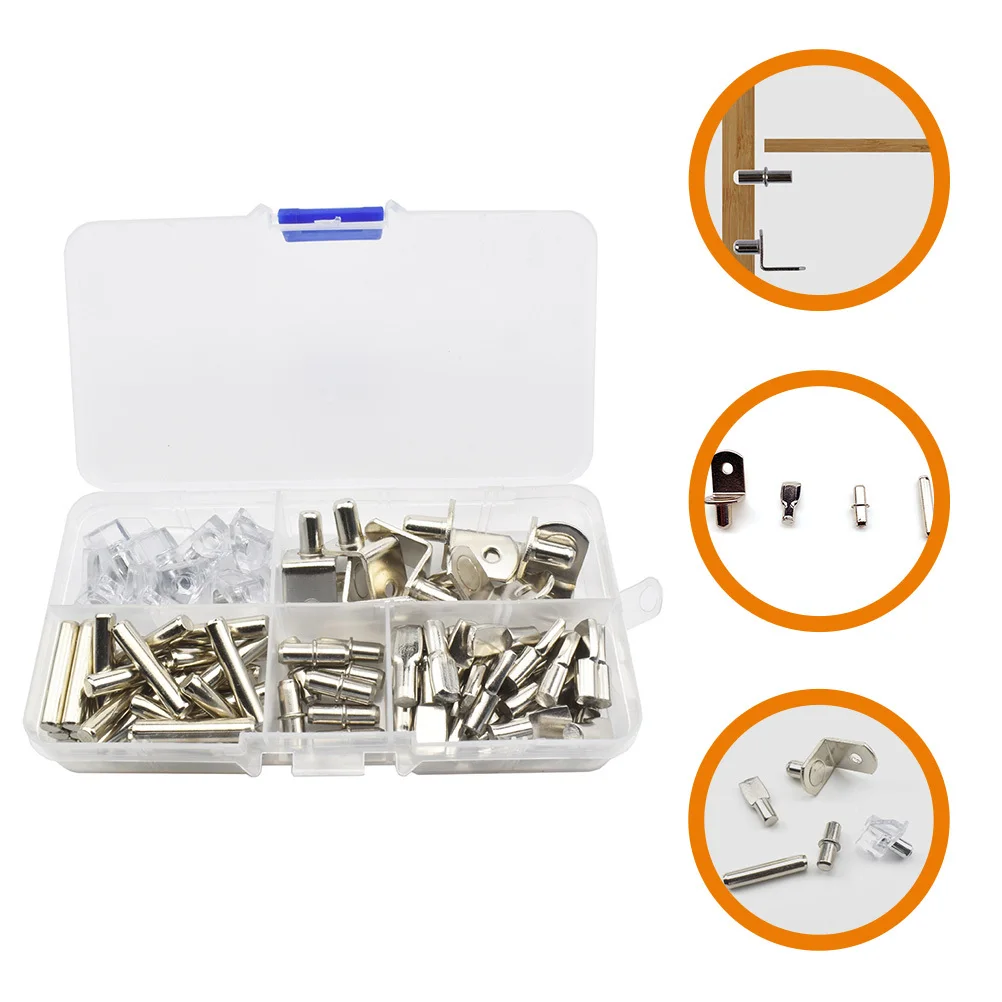 

80pcs Shelf Pegs Heavy Duty Stainless Steel Wardrobe Bookshelf Supports Furniture Accessories Rack Pins Cabinet Pegs Plastic