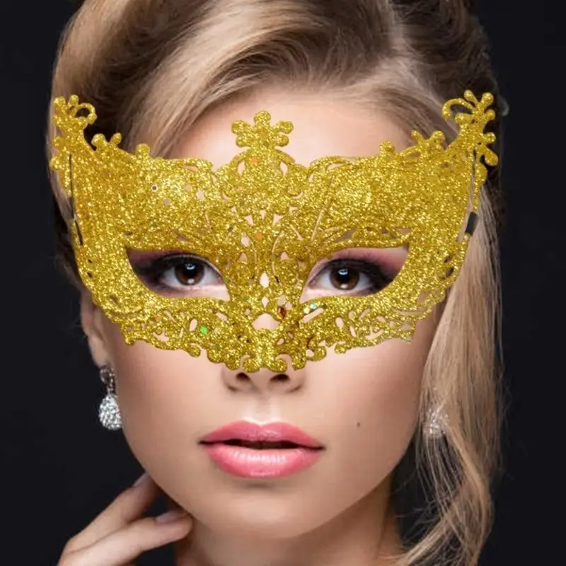 R1WE ハロウィンマスク、マスカレードベネチアンマスクスパンコールアイマスク、カーニバルボールドレスパーティーマスク用のハーフフェイスマスカレードマスク