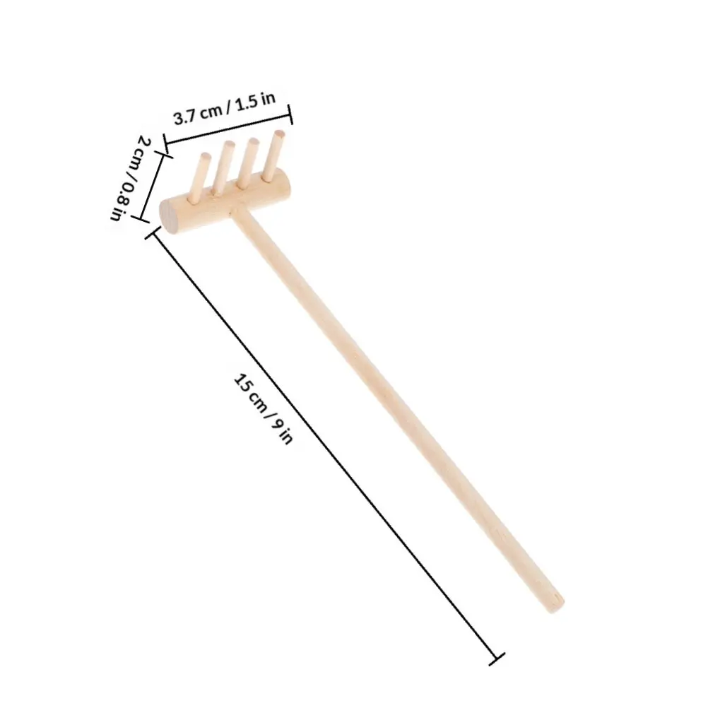 4Pcs Mini Wooden Rakes Sand Table Sandbox Decoration Garden Sand Tools Miniature Rake Crafts Garden Sandbox Tools Table