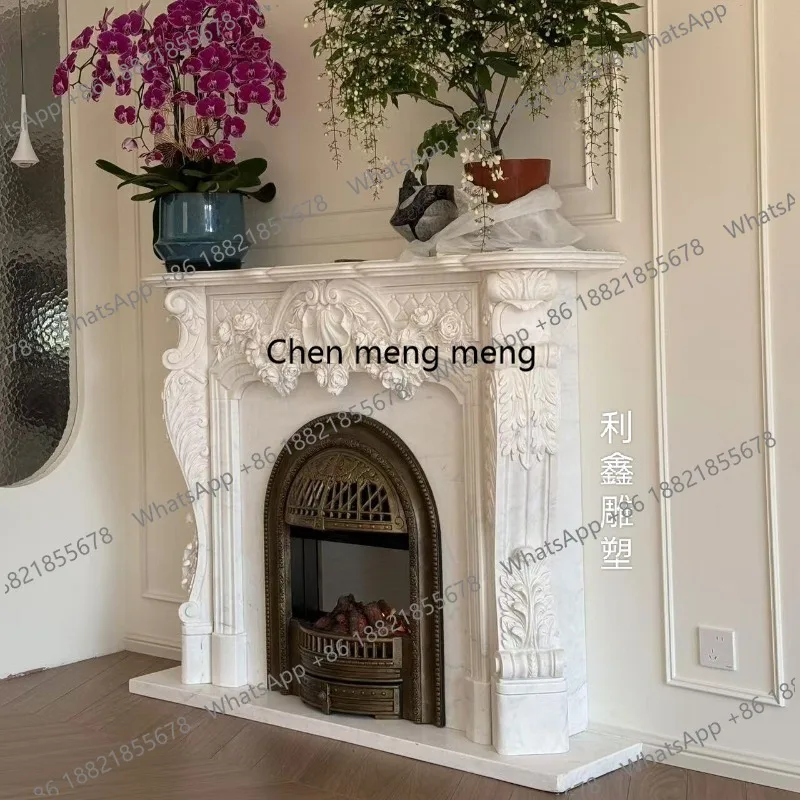 Marble fireplace European American living room entrance decorative cabinet natural marble stone French