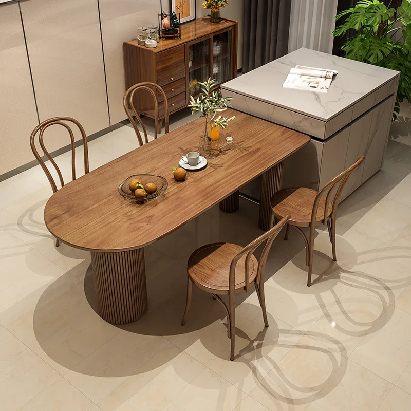

Simple and modern solid wood island dining table solid wood semi-round size apartment eating table restaurant dining table again