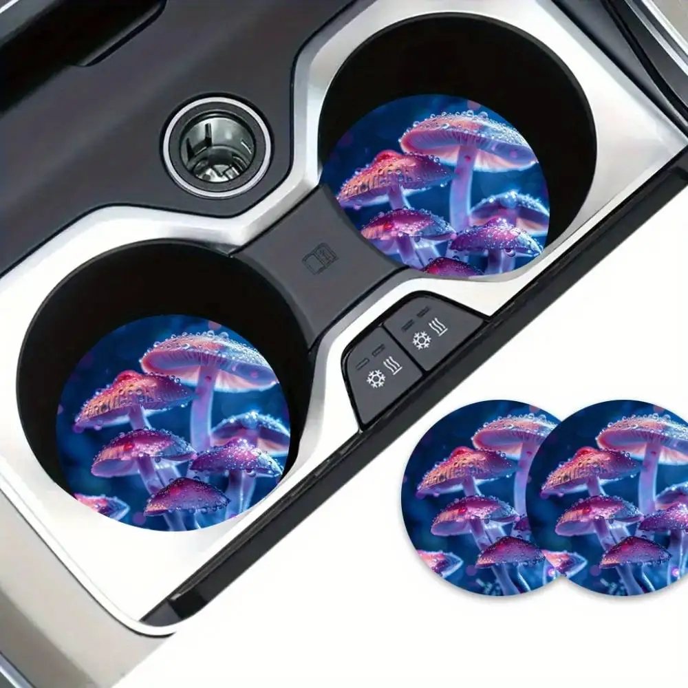 Fantasy Style Car Coasters Thick Elegant Pattern Eye-Catching Car Interior Accessories Coffee & Kettle Coasters Christmas Decor