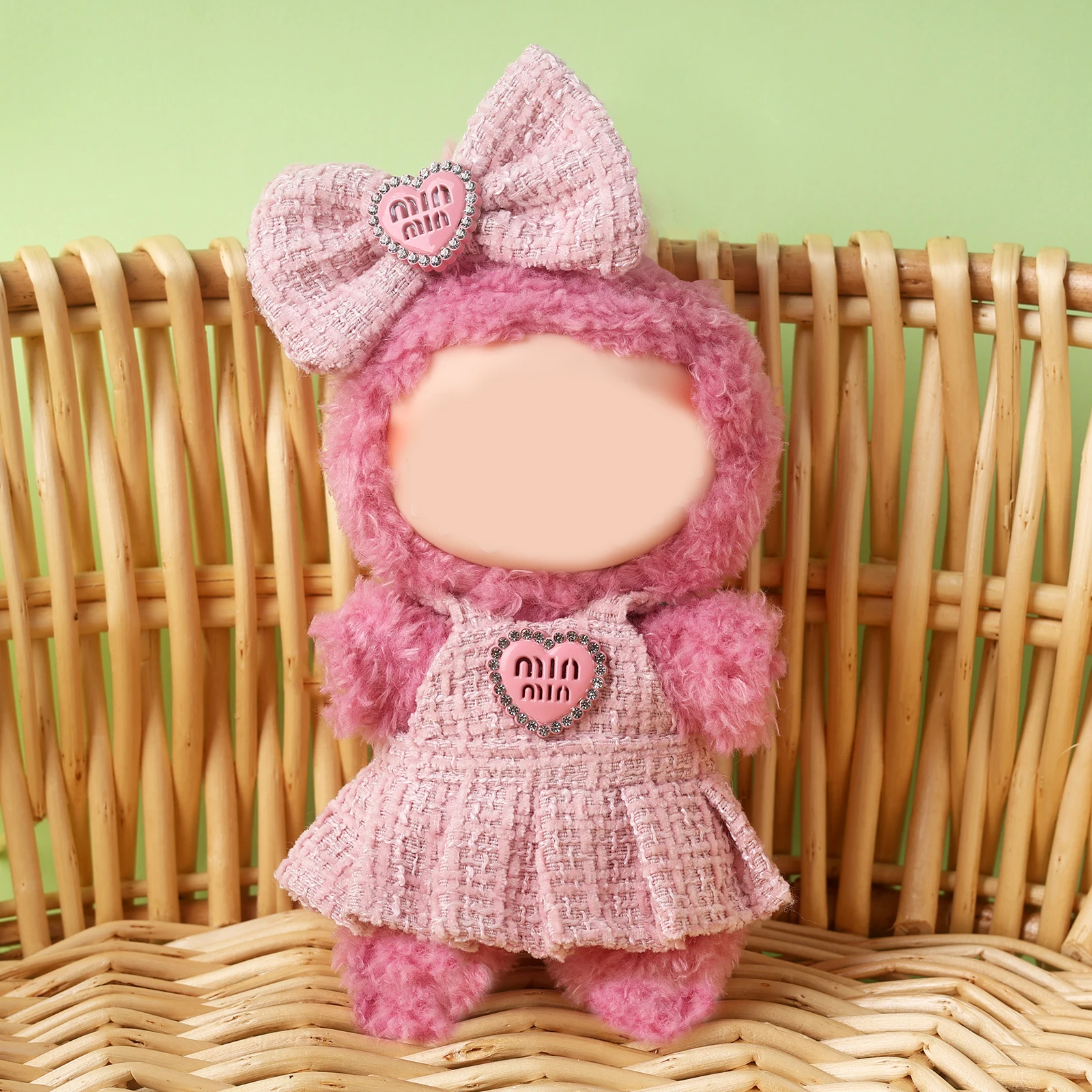 

Одежда для Labubu, розовое вязаное платье с мини-бантом, милый кавайный наряд, мягкий удобный вязаный свитер, модный подарок