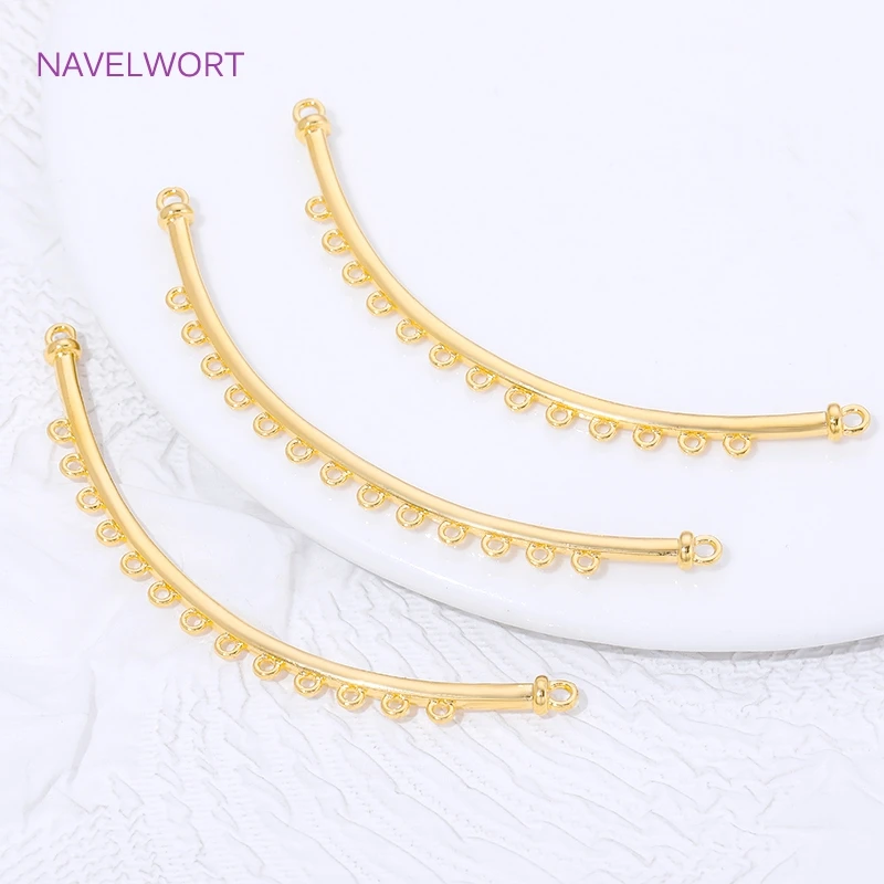 18K Gold Plated Brass Curved Connectors For Bracelet Making Accessories,Multi Strand Jewelry Findings,Connectors For Beads