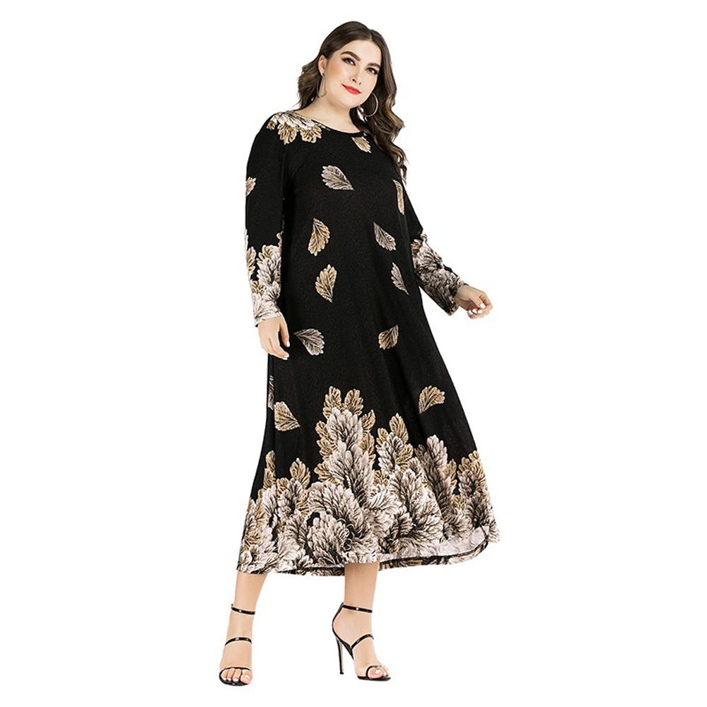 Plus Size Women Clothing 2xl 3xl 4xl 5xl 6xl Black Long Sleeve Dresses For Elegant Female Big Size Autumn Dress In Sale Brazil