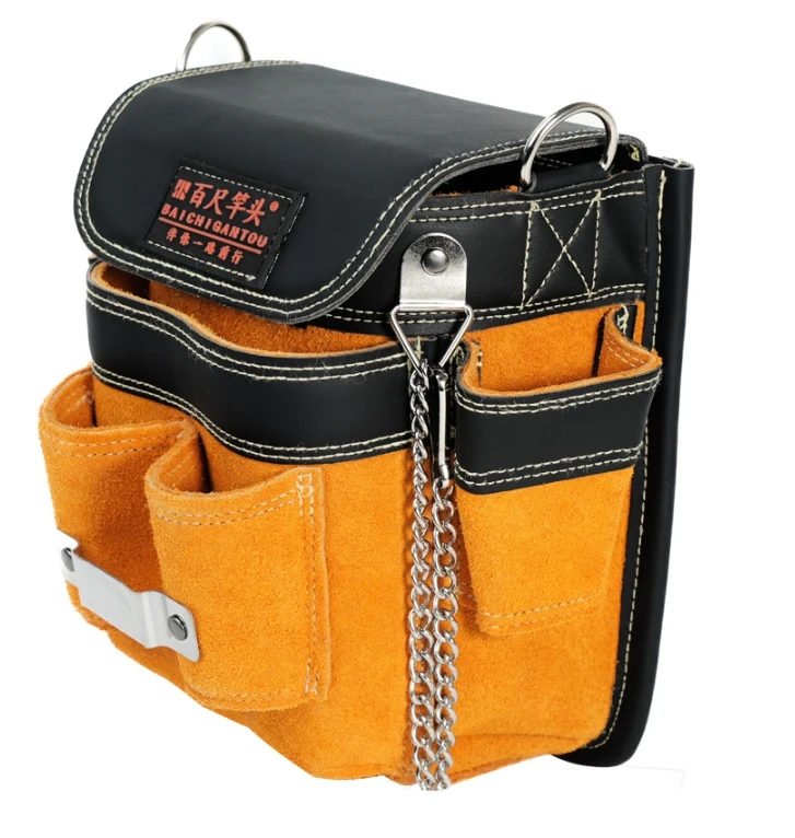 Electrician Tool Kit Waist Shoulder Cowhide Waist Bag Multi Functional Maintenance Special Tool Bag