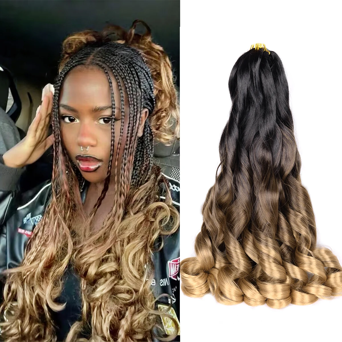 French Curls Braiding Hair 24Inch Synthetic Spiral Curls Braids Hair Extensions For Women Pre Stretched Loose Wave Braiding Hair