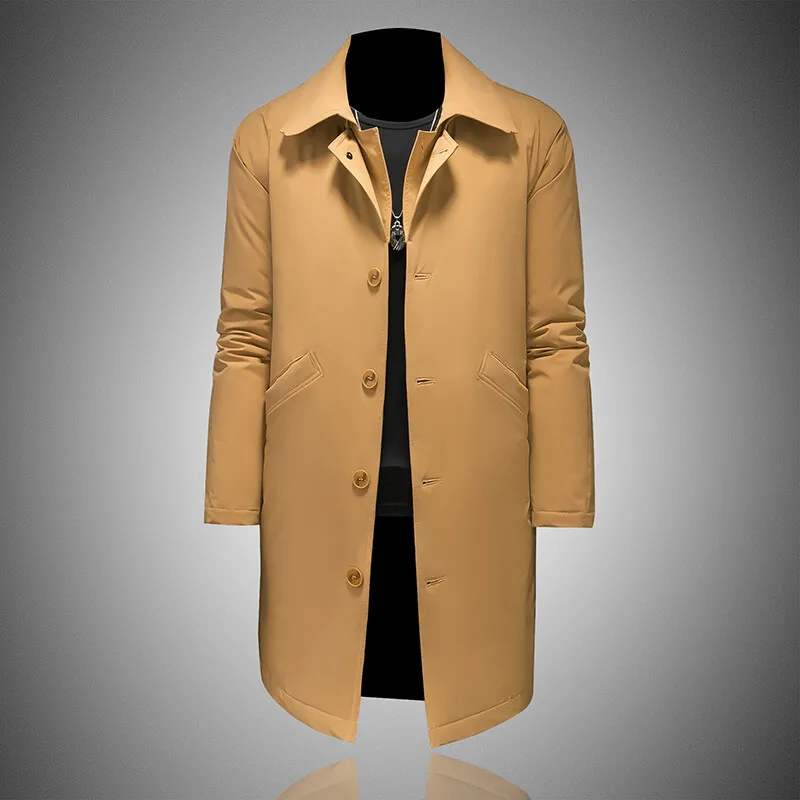 

Winter New 2025 Men's Casual Thiened Double Collar Mid-Length Du down Jaet Busin Casual Outerwear Luxury Trend Brand