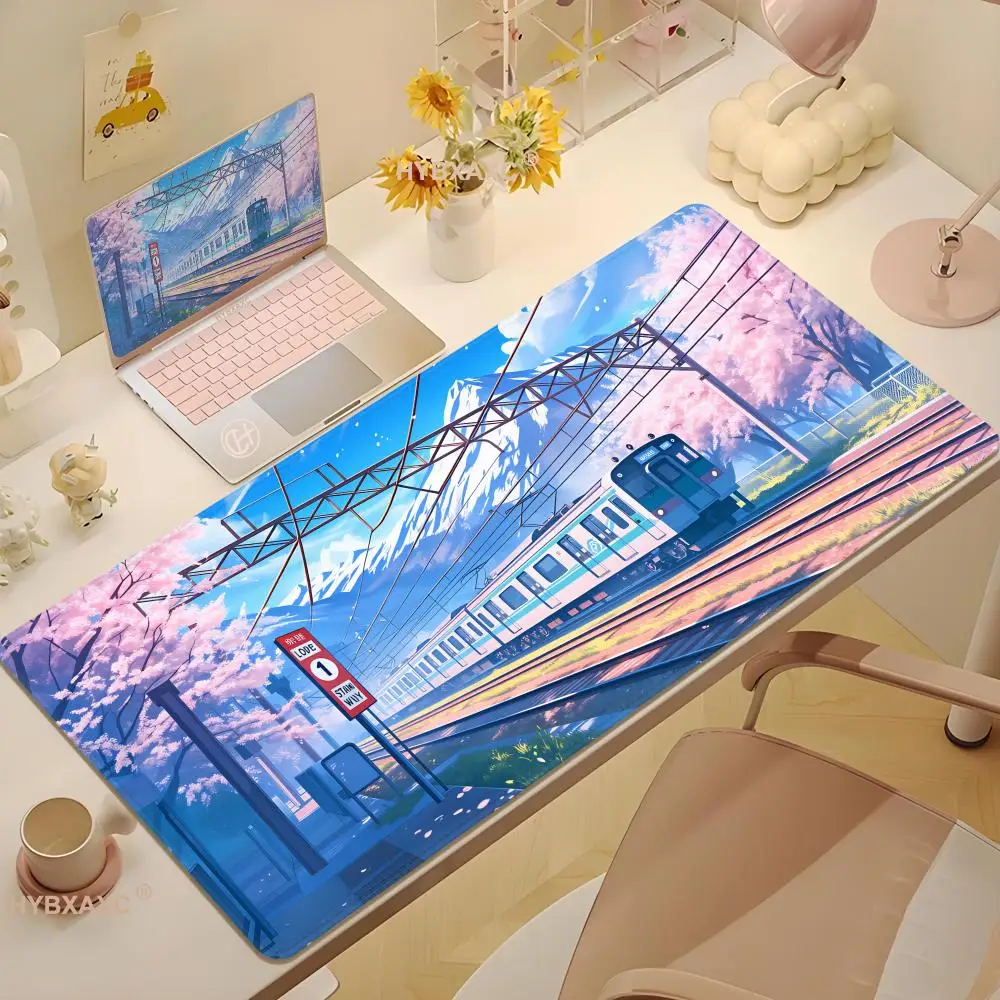 Anime Landscape Mouse Pad Large, Kawaii Cartoon Gaming Desk Mat, Waterproof Non-Slip Keyboard Pad for PC Laptop, Customizable
