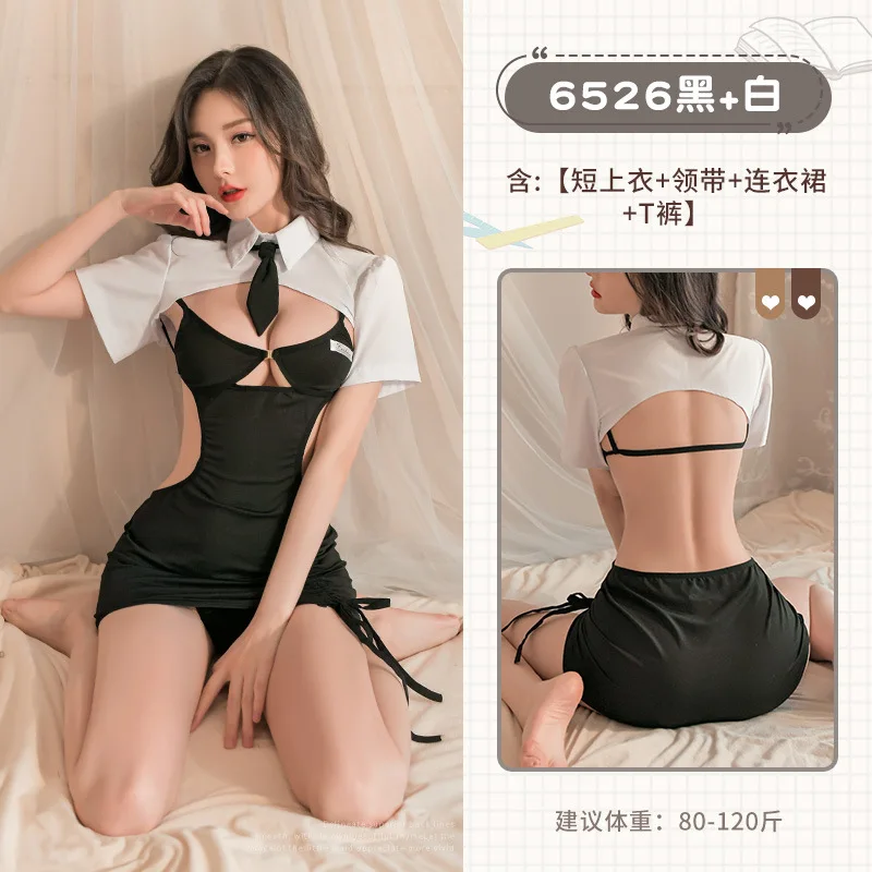 일본 포르노 여학생 유니폼, 섹시한 란제리, 치어리더, 에로틱 미니 원피스, 할로우 아웃 롤플레이 의상