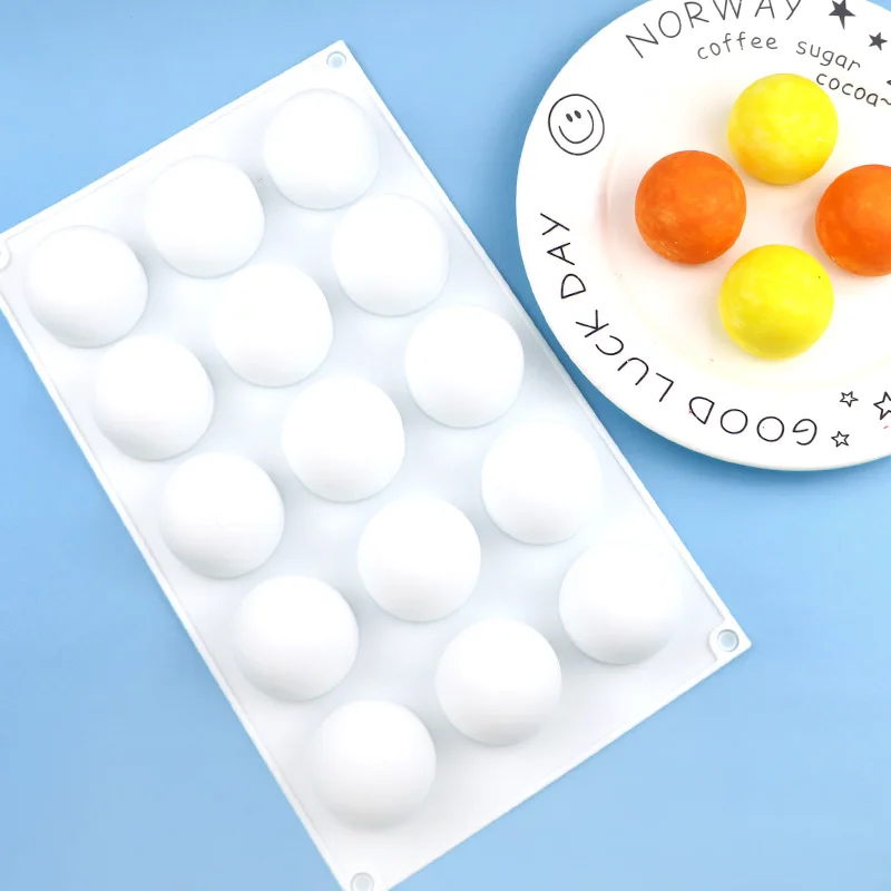 15-piece Three-dimensional Large Round Ball Mooncake Sandwich Filling Mousse Sandwich Fire Paint Wax Standing Mould 1231