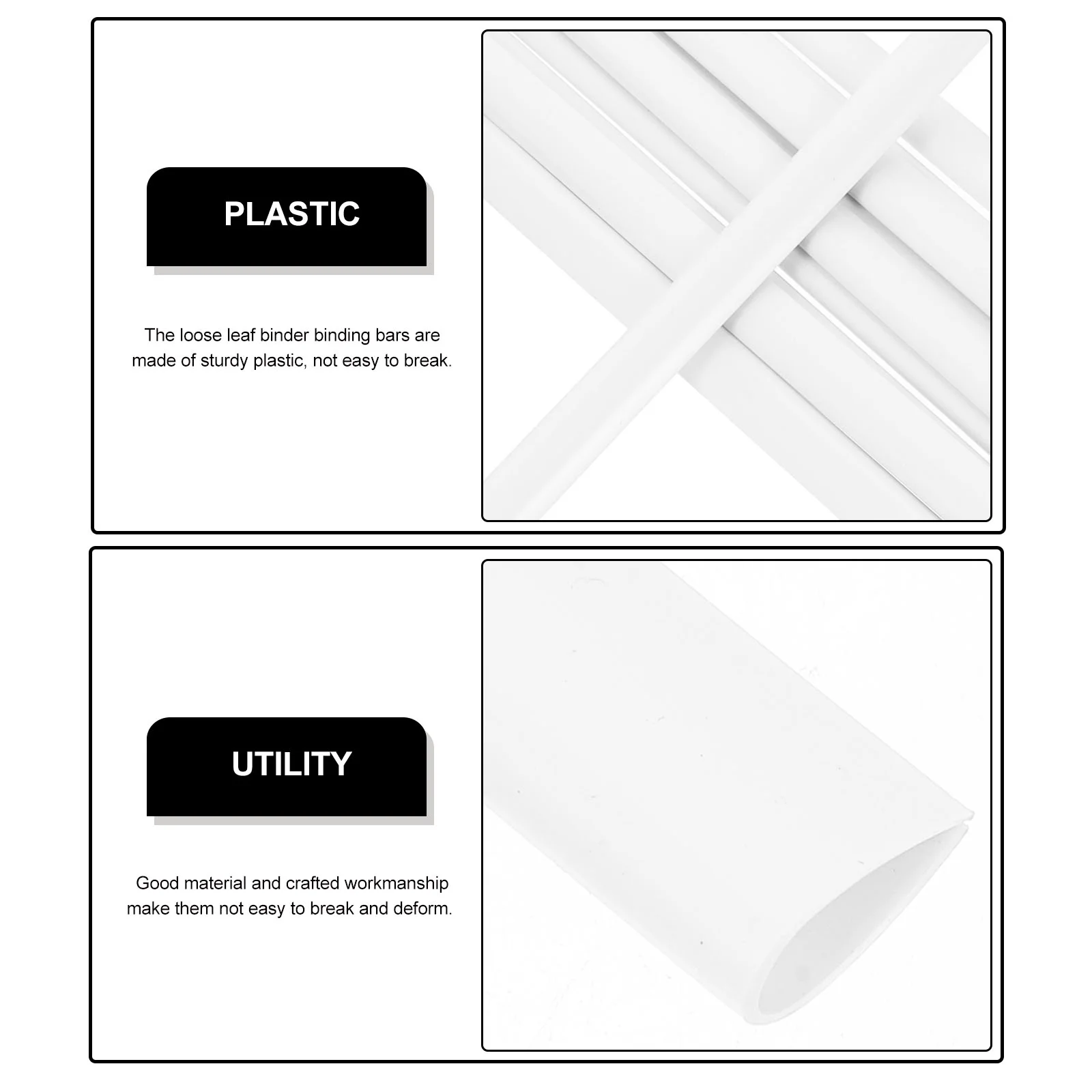 Plástico Bookbinding Pasta Clipes, Relatório Slideshow Bars, Folhas soltas-Binder, 10 pcs