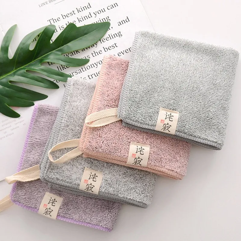Bamboo Charcoal A-Grade Square Towel Coral Fleece Mini Towel Highly Absorbent, Quick-Drying & Ultra-Soft Facial & Hand Towel
