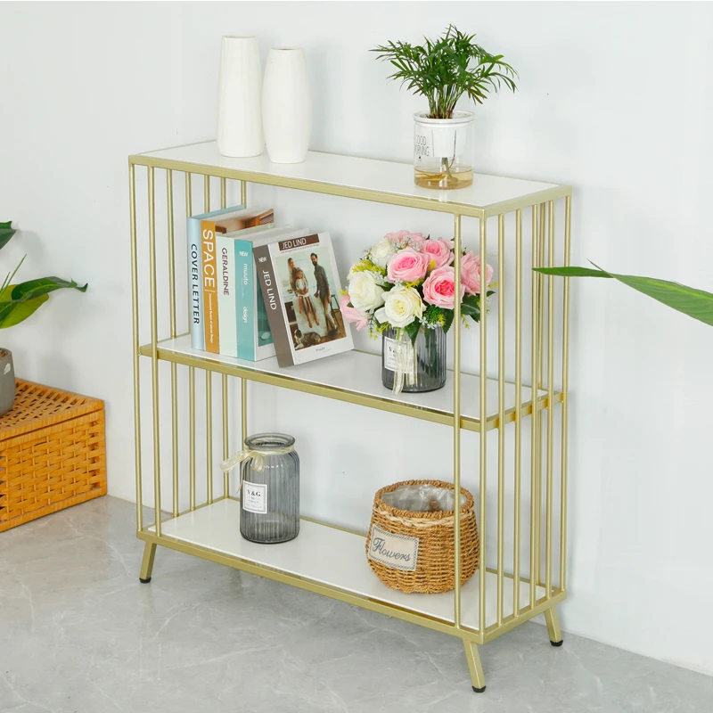 

Nordic Shelf Wrought Iron Entrance Cabinet Display Rack Bedroom Light Luxury Bookshelf Entrance Entrance Table Marble ins