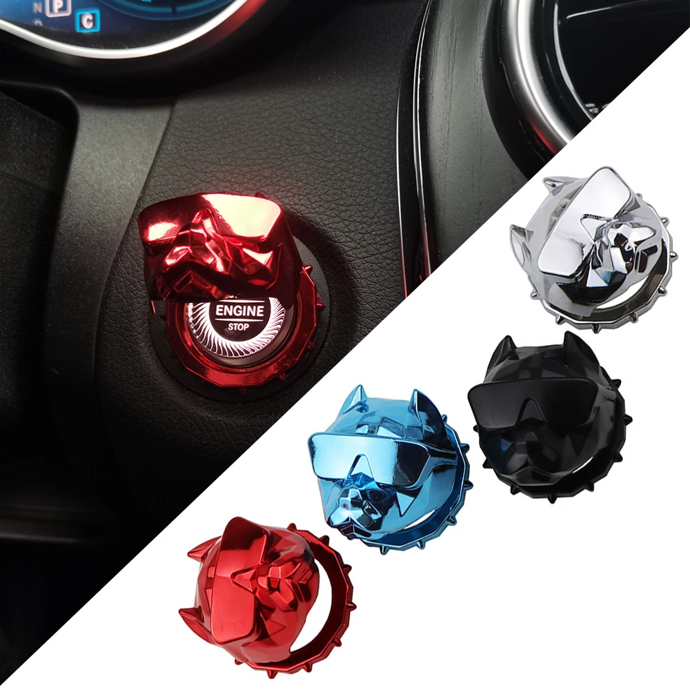 

Start Stop Button Cover Bulldog Car Interior Engine Ignition Sticky Cover Start Stop Push Button Switch