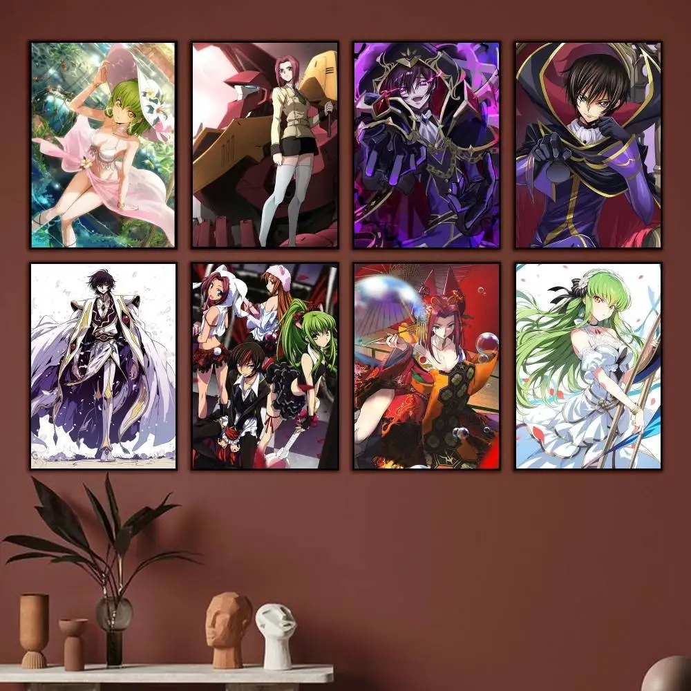 L-Lelouch-CC Anime C-Code Geass Poster Self-adhesive Waterproof Paper Sticker Coffee House Bar Room Wall Decor