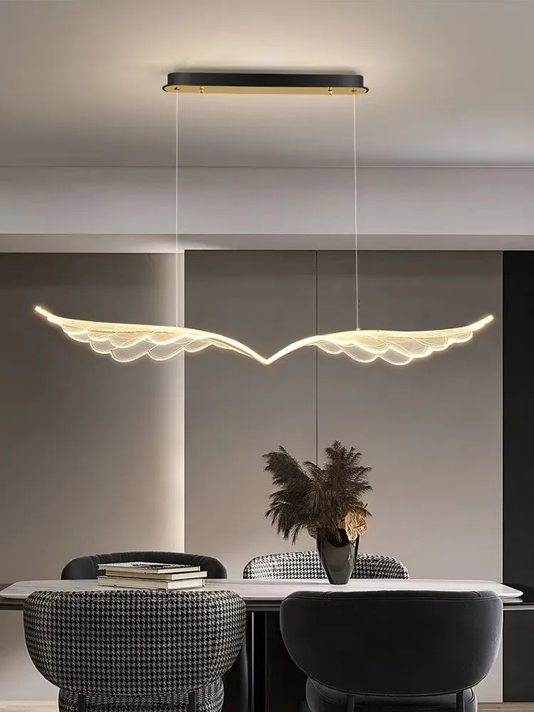 Modern Novelty LED Chandelier Lighting Dining Room Island Long Wing Hanging Lamp Office Restaurant Bar Coffee  Acrylic Lights