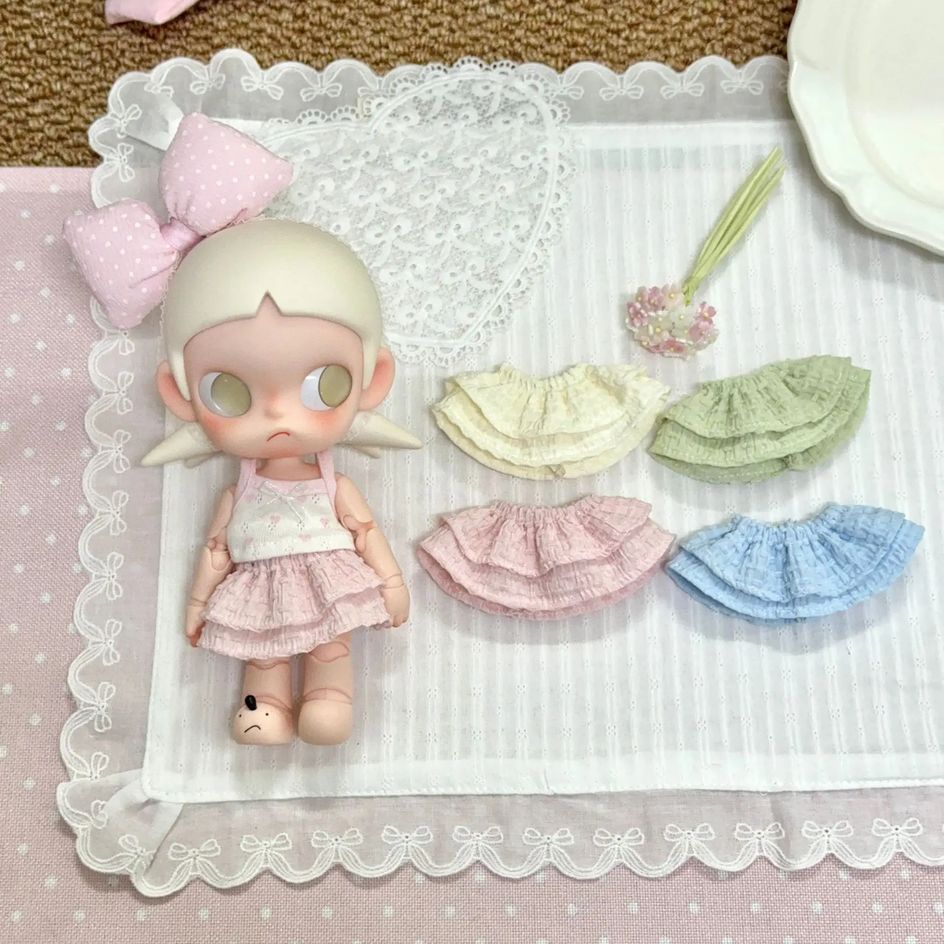 Double Layer Cake Skirt Mini Doll Half Skirt Fit ZSIGA Doll Long Leg KT 10cm Mini Doll Dress Up Clothes Accessories