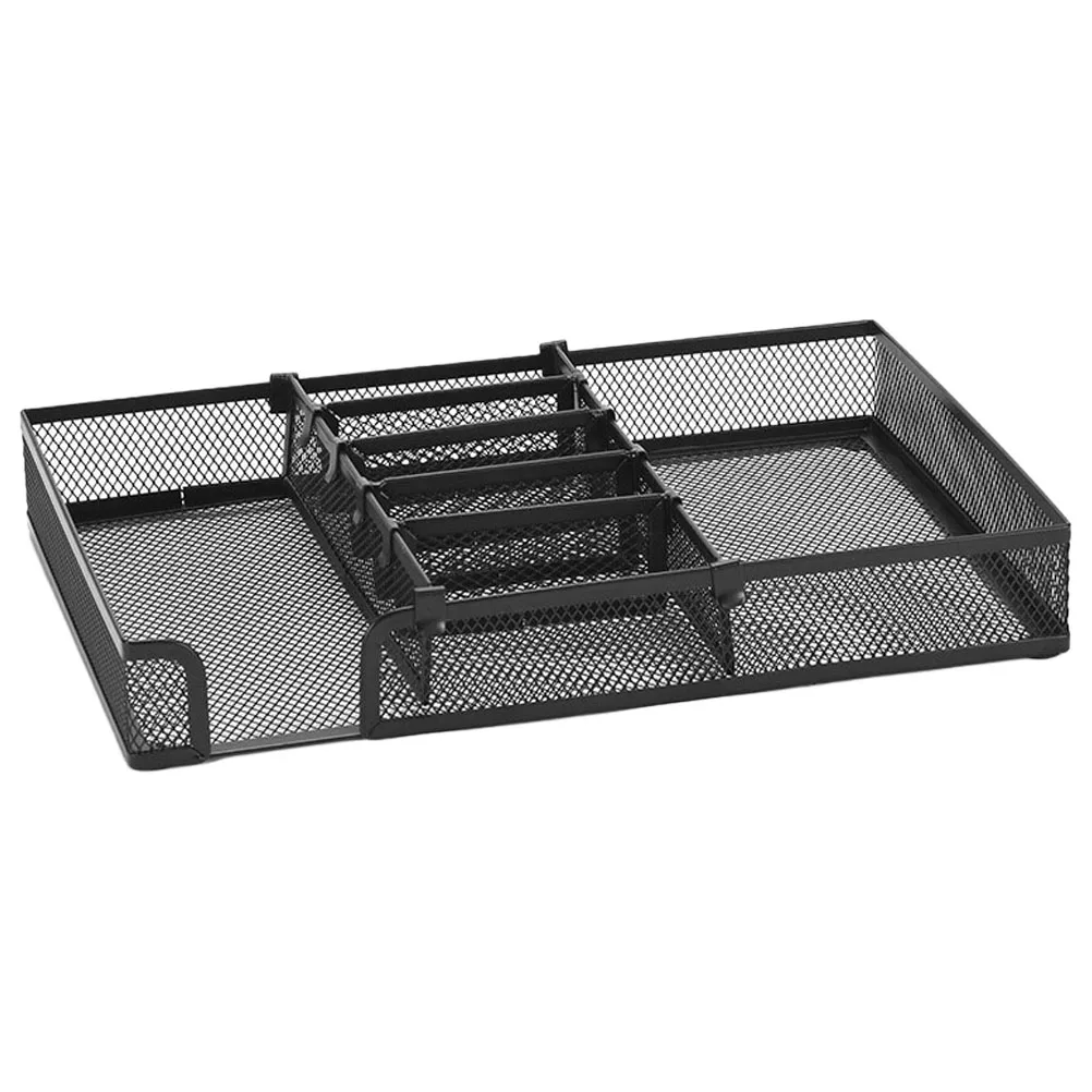 

DIY Office Storage Tray Black Metal Desk ganizer Multi Compartment Desk Drawer ganizer Tray Professional Practical