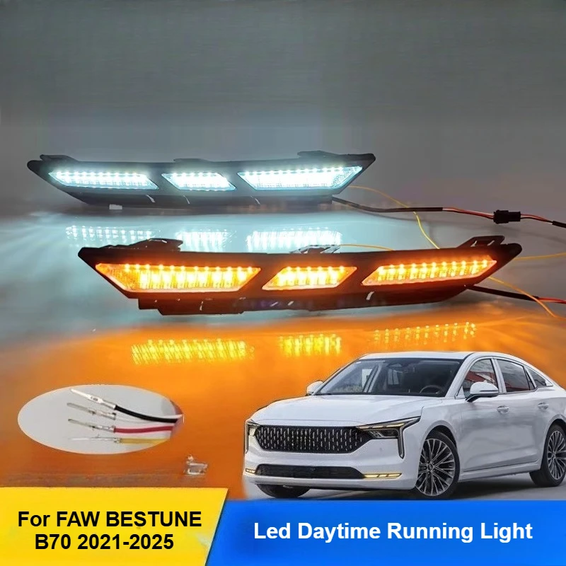 For FAW BESTUNE B70 2021-2025 Led Daytime Running Light Water Flowing Turn Signal Rear Bumper Light Modification Accessories