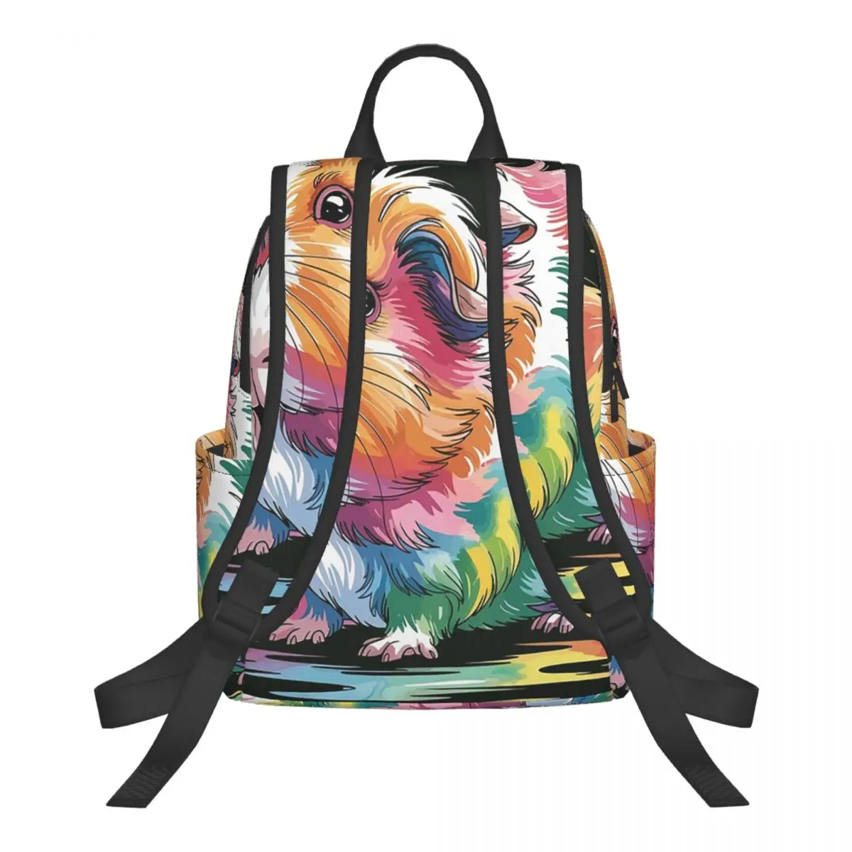 Colorful Rainbow Guinea Pig Student Backpack School Bag Hiking Travel Daypack for Boys Girls Bookbag Shoulder Bags