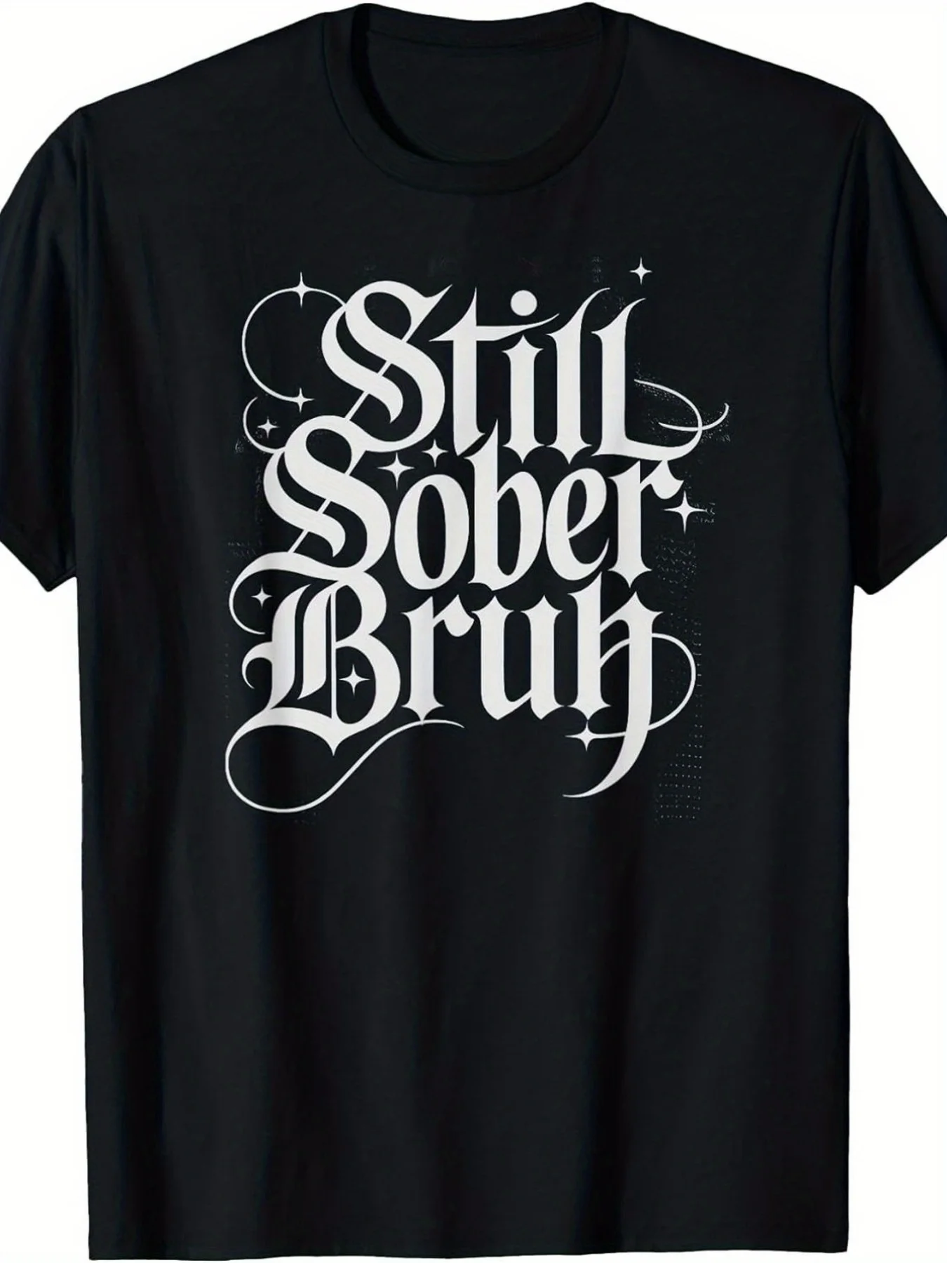 Vintage-Style Aa Meeting T-Shirt with the Slogan Still Sober Bruh The Loose Fit with a Round Neck Is Perfect for Casual Wear in the 12-Step Program Community. Suitable for Parties, Beach Trips, and Sports Activities