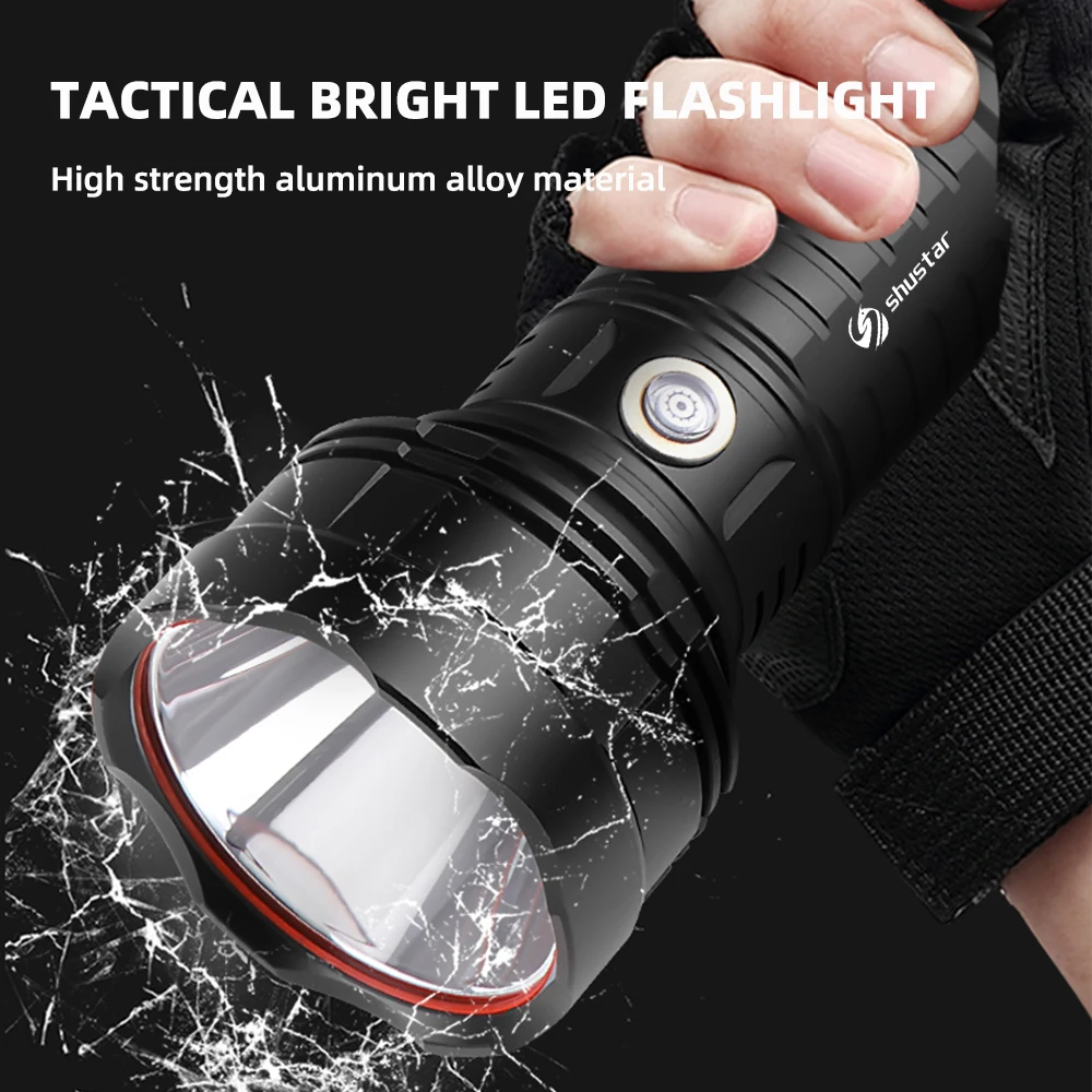 Tactical Flashlight 1500 M Lighting Distance Lantern 30W High Power Spotlight For Hunting Powerful Led Flashlights Outdoor