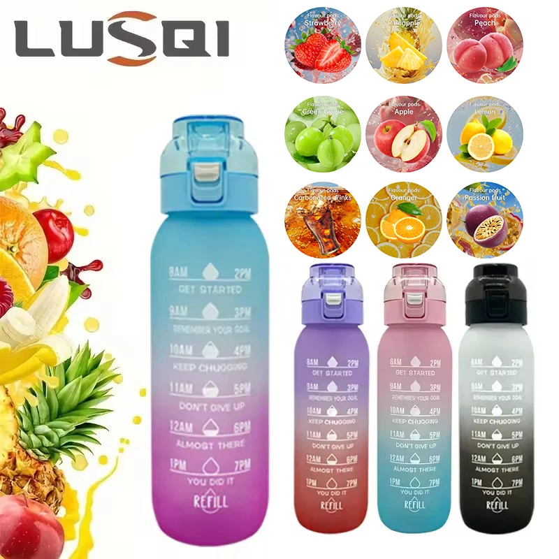 

LUSQI 1L Air Flavored Water Bottle With Straw Scent Up Large Capacity Fashion Water Cup For Fitness Outdoor Activities