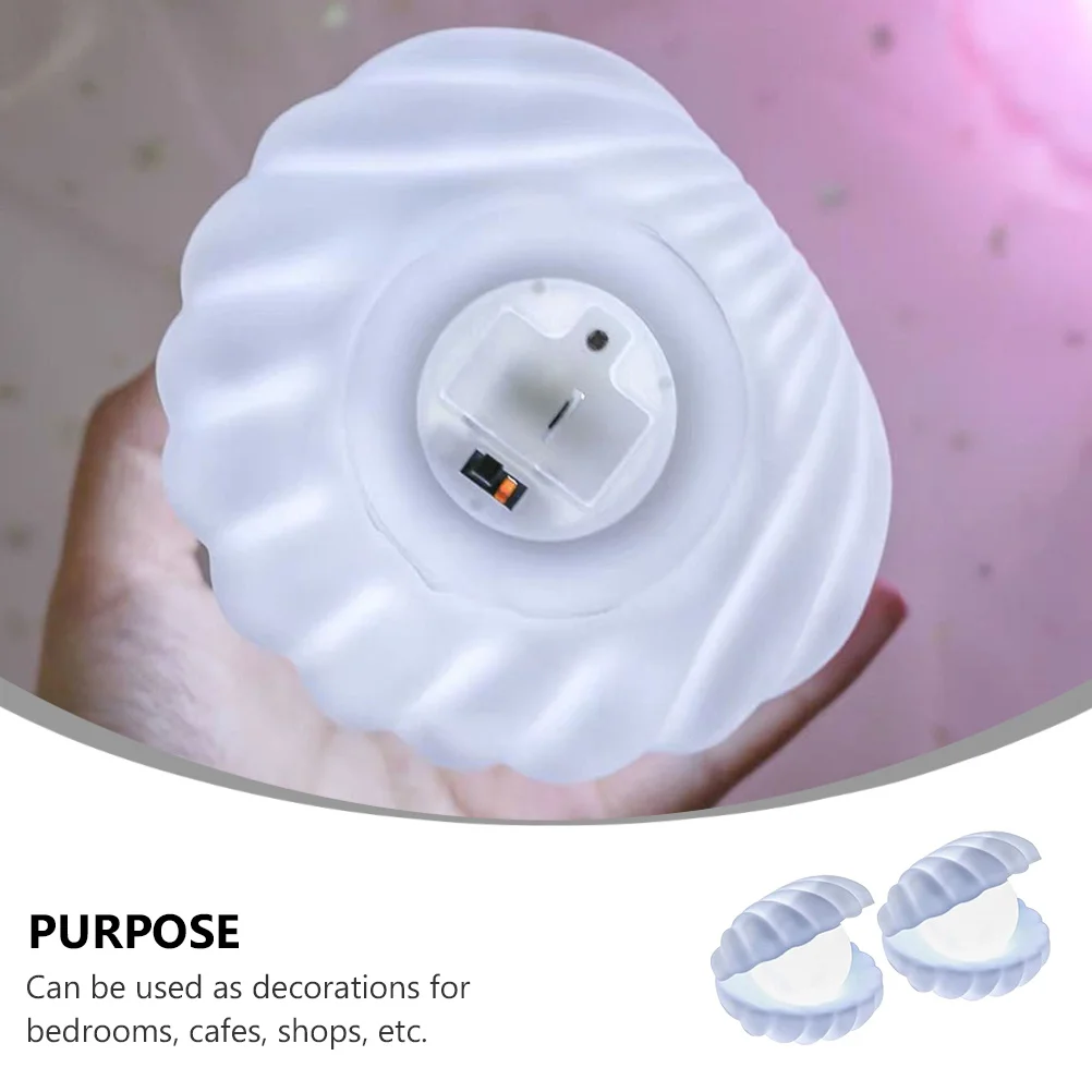 2 قطعة تصميم قذيفة مصباح الليل المدمجة فريدة من نوعها منضدية الزينة لفترة طويلة استخدام مصباح الليل سطح المكتب زخرفة منضدية الزينة