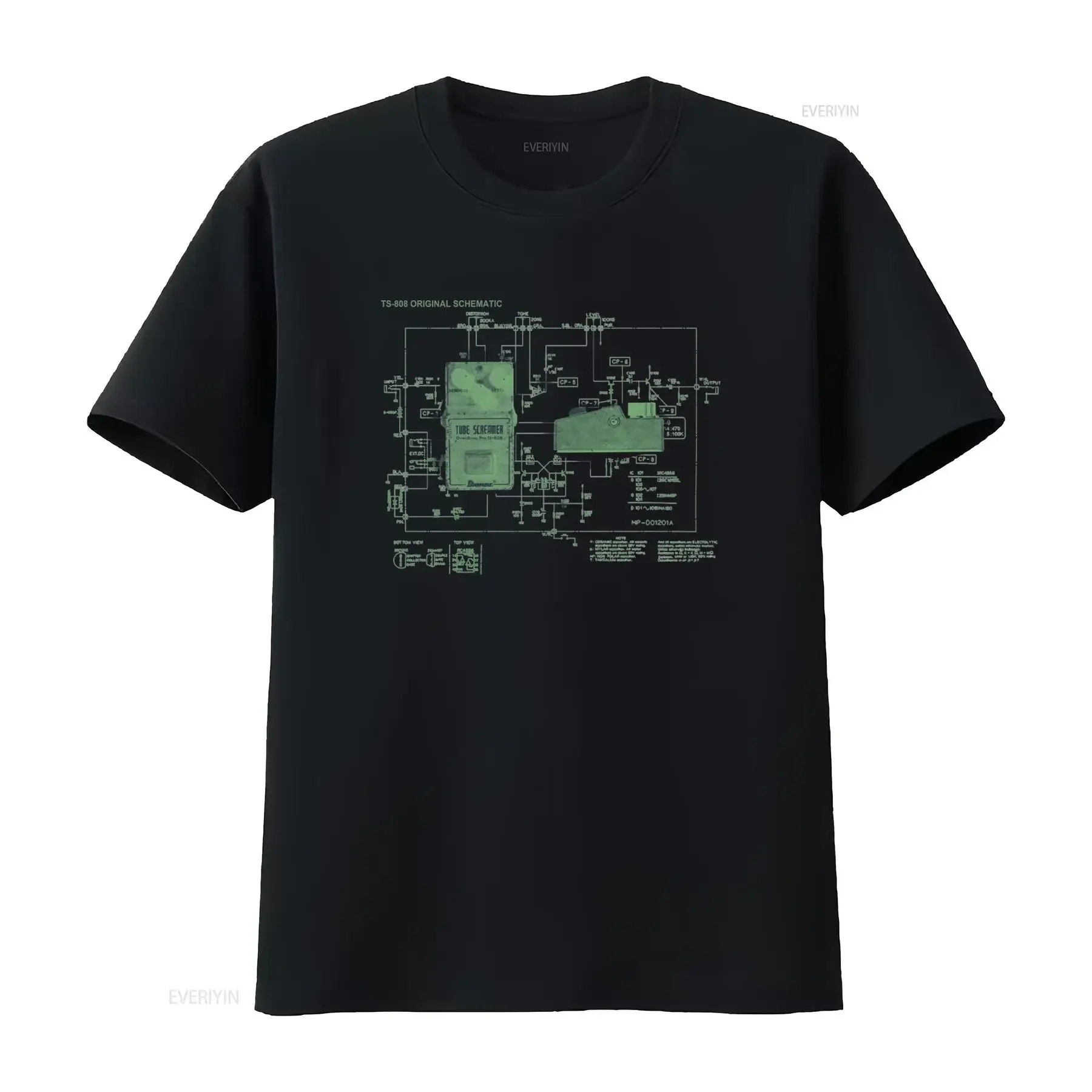 Vintage Tube Screamer TS808 Schematic Halftone Gitarrenpedal T-Shirt aus schwerer Baumwolle, vintage-gewaschen, weich, Herrenmode