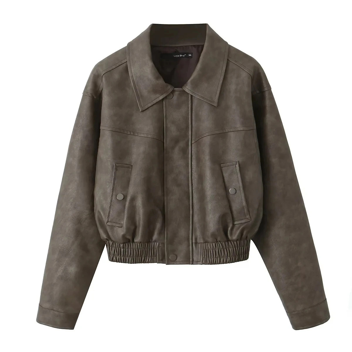 เสื้อโค้ทหนังแท้สไตล์เรโทรอเมริกัน สีน้ำตาลเข้ม แนวเท่ หวานซ่อนเปรี้ยว สำหรับผู้หญิง ฤดูใบไม้ผลิ ฤดูใบไม้ร่วง รุ่นใหม่ สไตล์สปอร์ต สีน้ำตาลเข้ม
