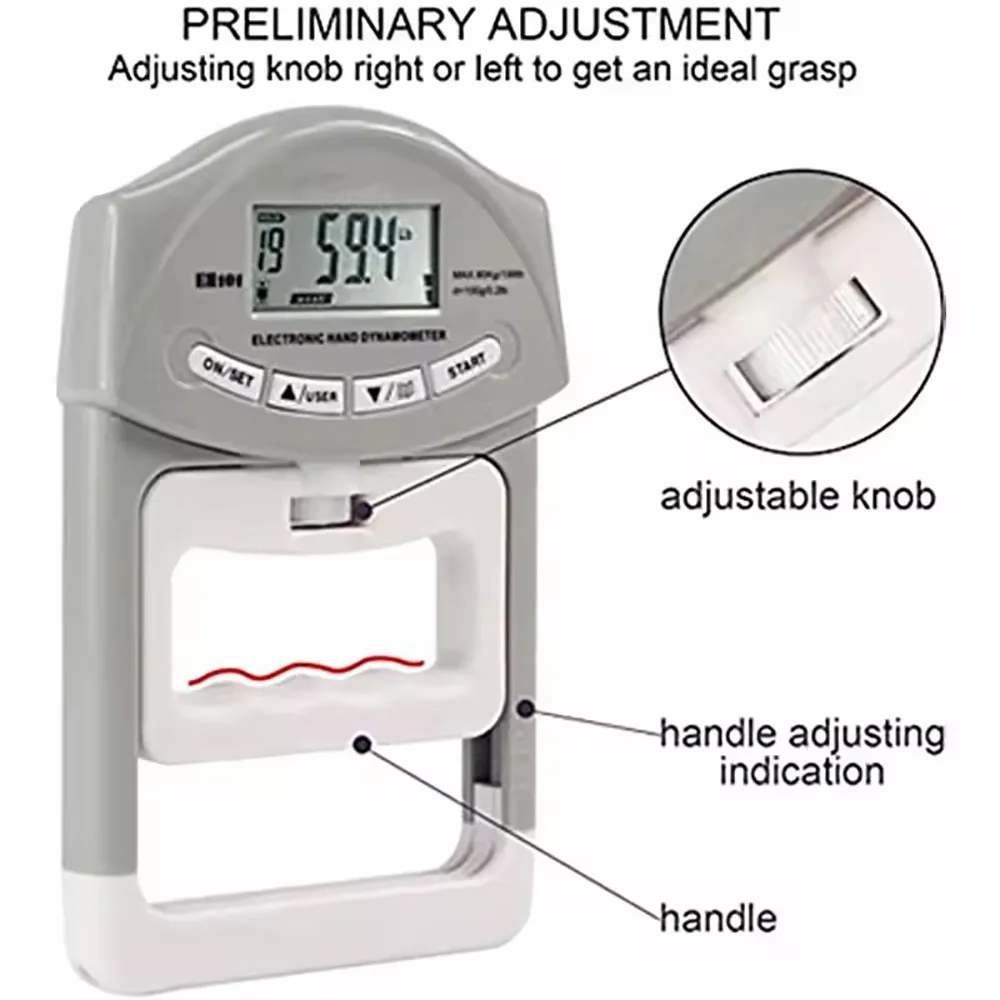 Digital Electronic Hand Dynamometer, Grip Force Gauge, Automatic Grip Power, 200 Lbs/90 Kgs, Sports Hand Tools