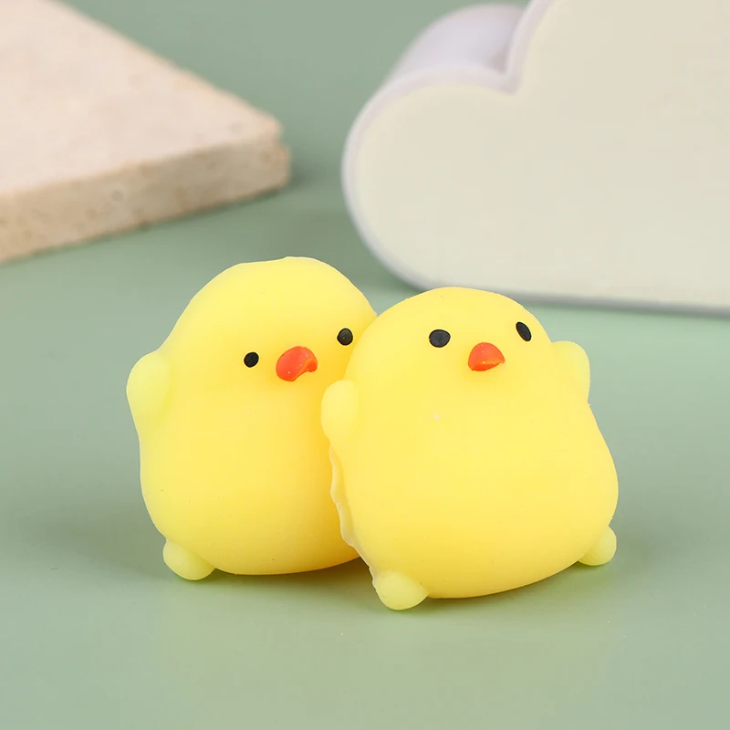 2Pcs/set Cute Mini Chick Squishy Toy Squeeze Bubbles Toys Fidget Toys Pinch Kneading Toys Stress Reliever Toys Kid Party Favor