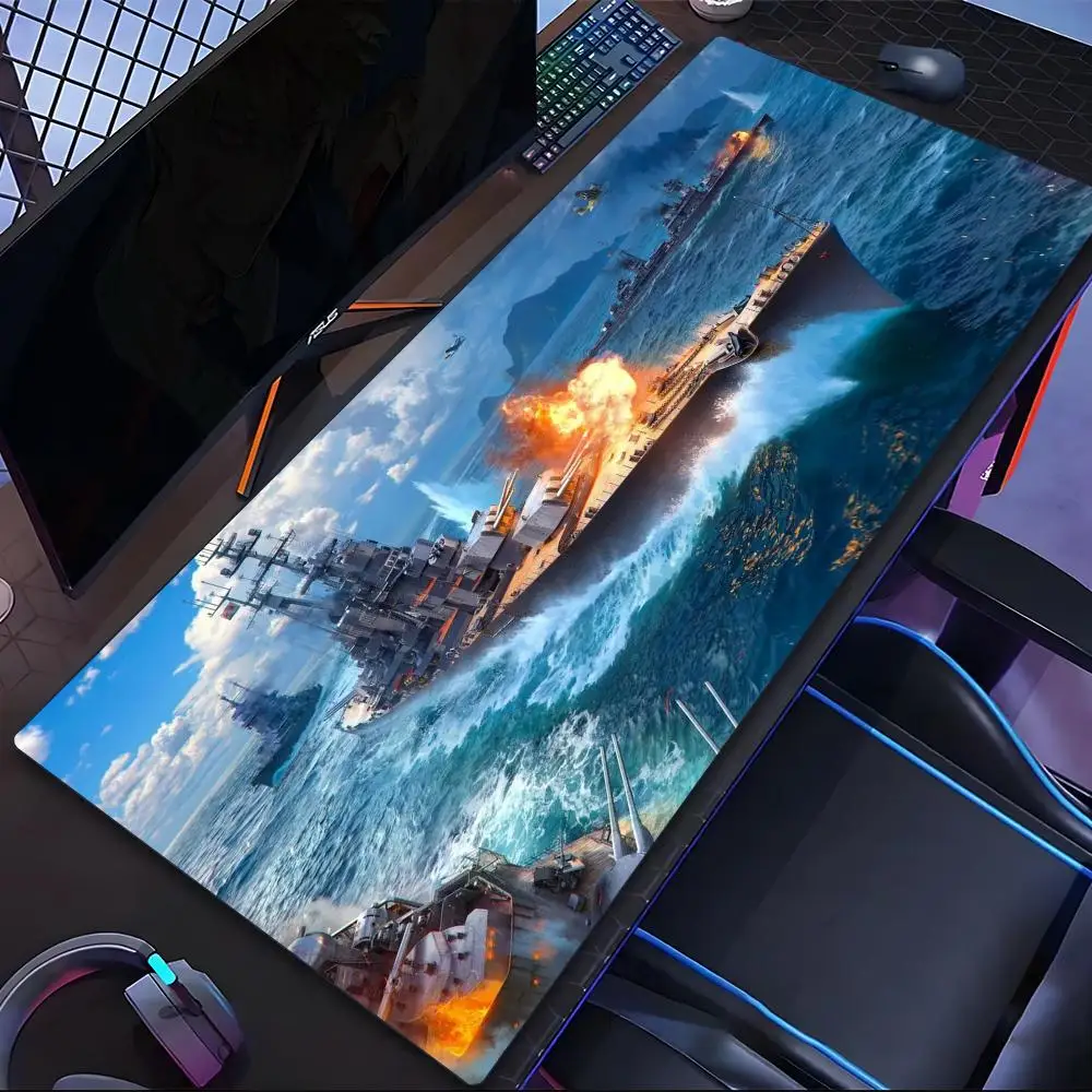 

World of Warship Mouse Pad Tablet mouse Pad Laptop xl desktop mouse pad, cute HD Rainbow Gaming keyboard pad, csgo Player, 90x40