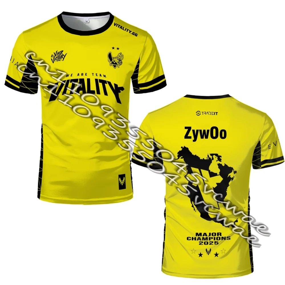 

Футболка для фанатов Vitality, посвященная турниру CS2 Austin Major, дышащая тренировочная футболка ZywOo, мужская футболка с круглым вырезом на заказ, MOTO