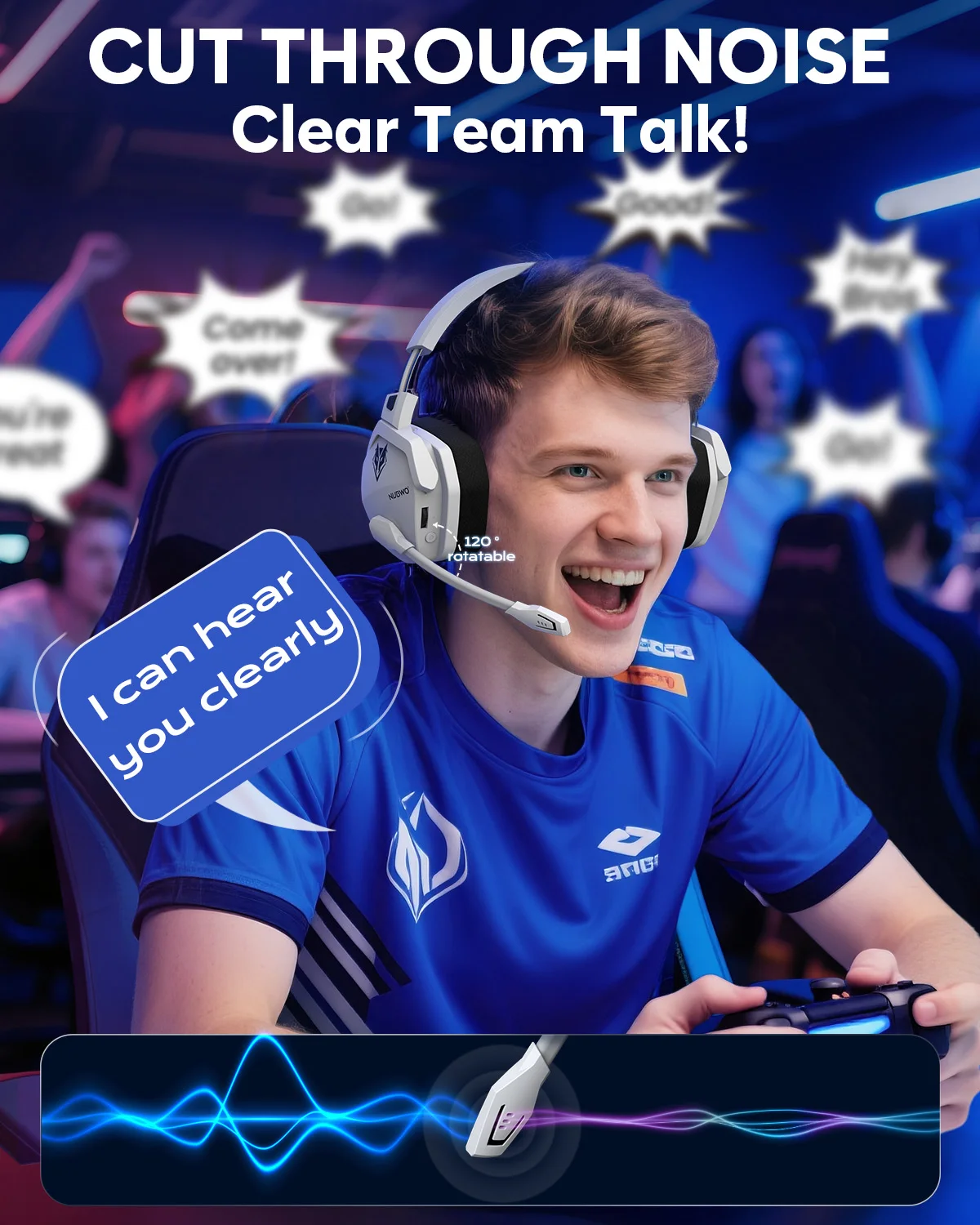 NUBWO G06 Dual Wireless Headsets Gamer with Microphone for PS5, PS4, PC, Mobile, Switch, 2.4GHz Bluetooth 5.3 Gaming Headphones