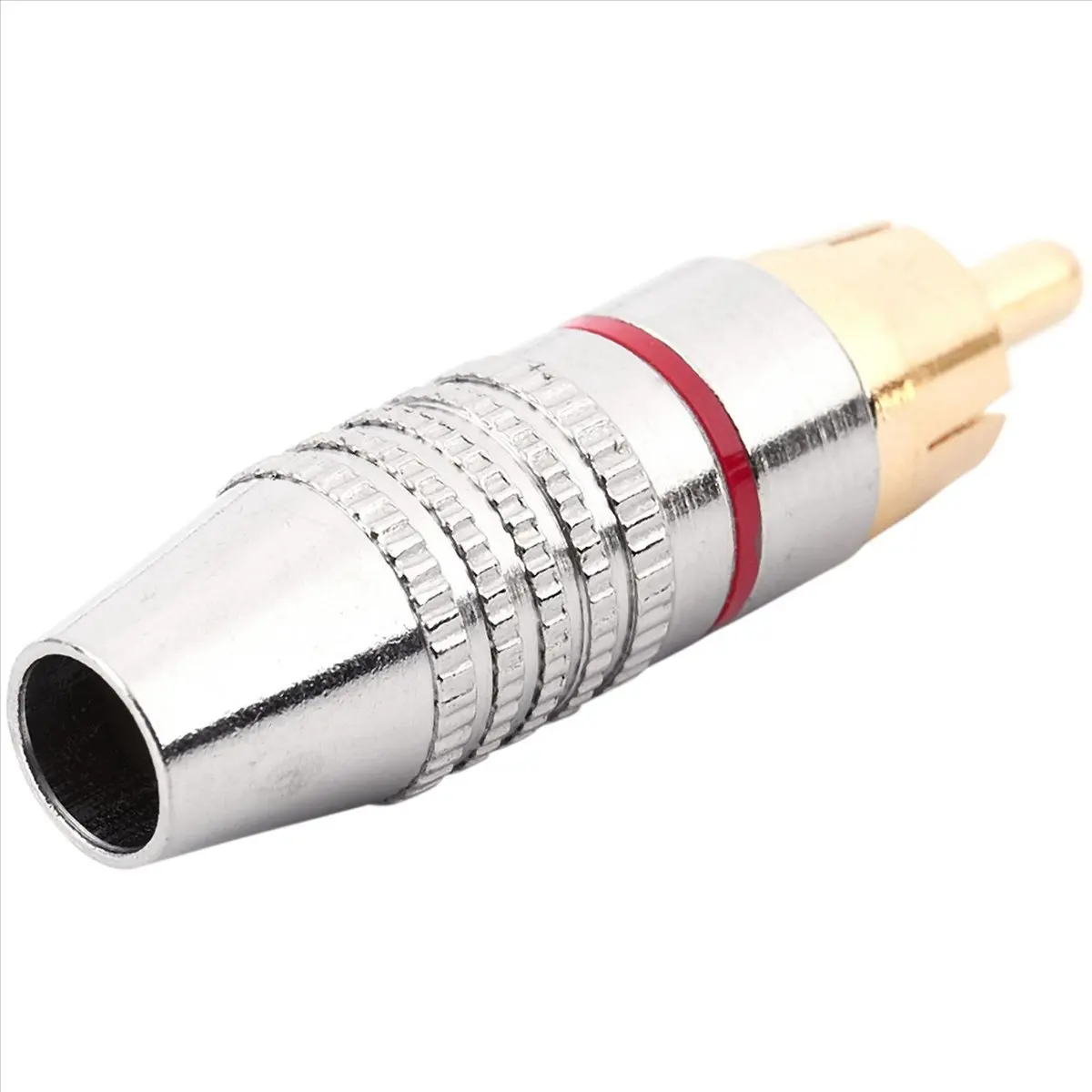 AU47-RCA Male Plug Adapter, Audio Phono Gold Plated Solder Connector,Hi End - 6-Pack,silver