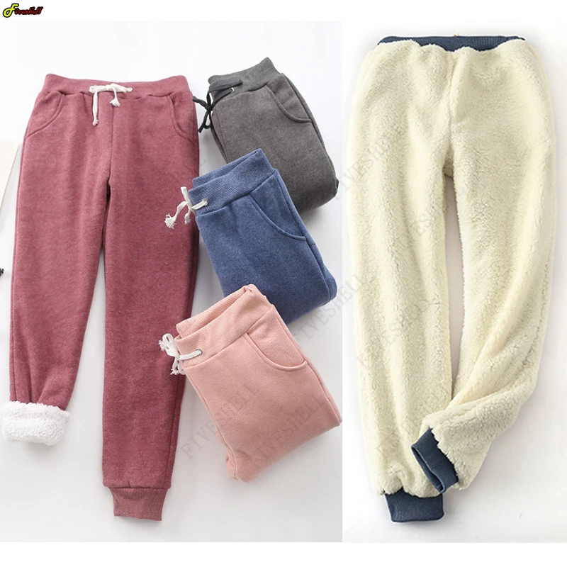 Plus Size S-5XL Women's Autumn Winter Warm Sherpa Lined Athletic Sweatpants Joggers Fleece Pants 9 Colors