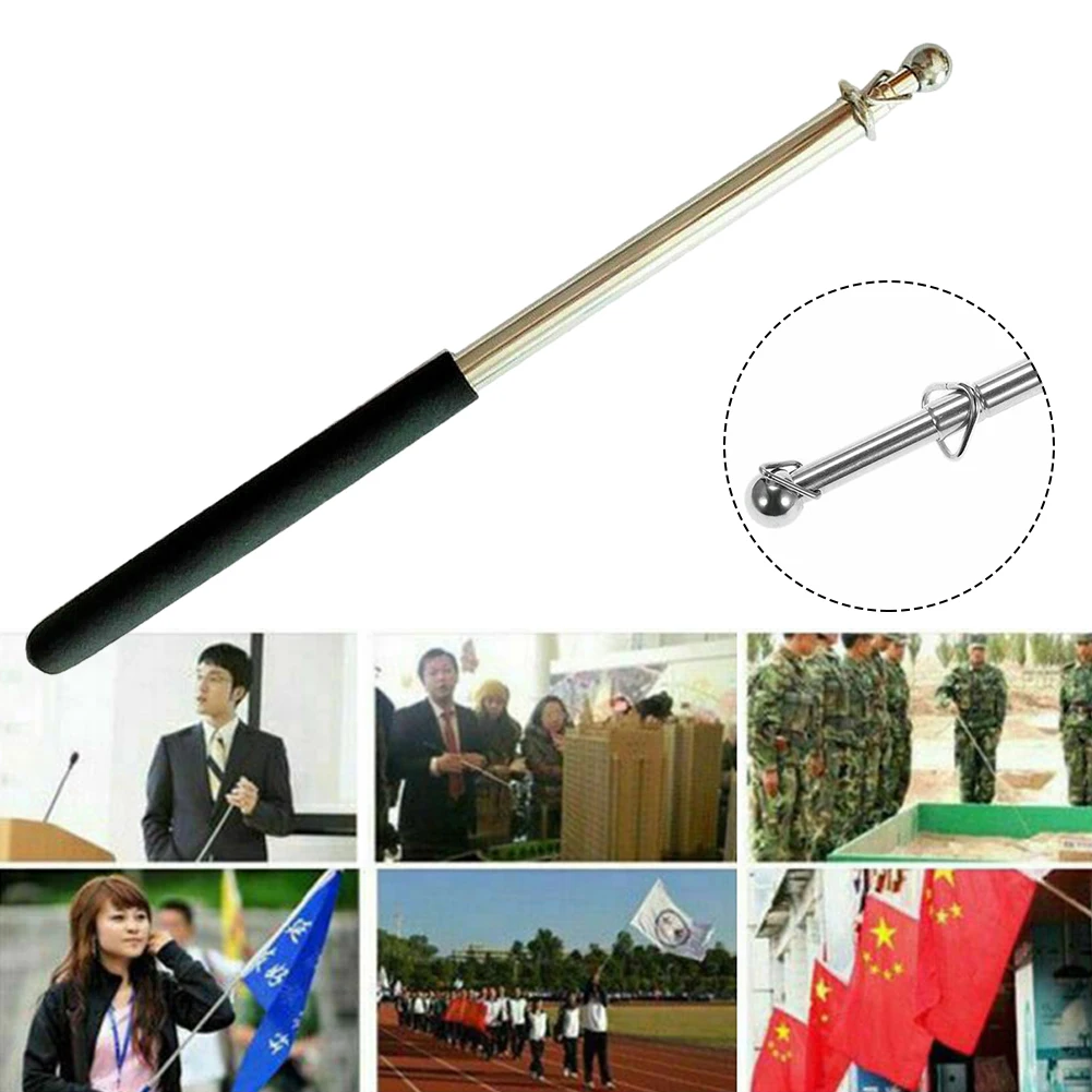 1.6M Extendable Flagpoles Portable Handheld Windsock Pointer Stainless Steel Flagpoles For Tour Guide Banner