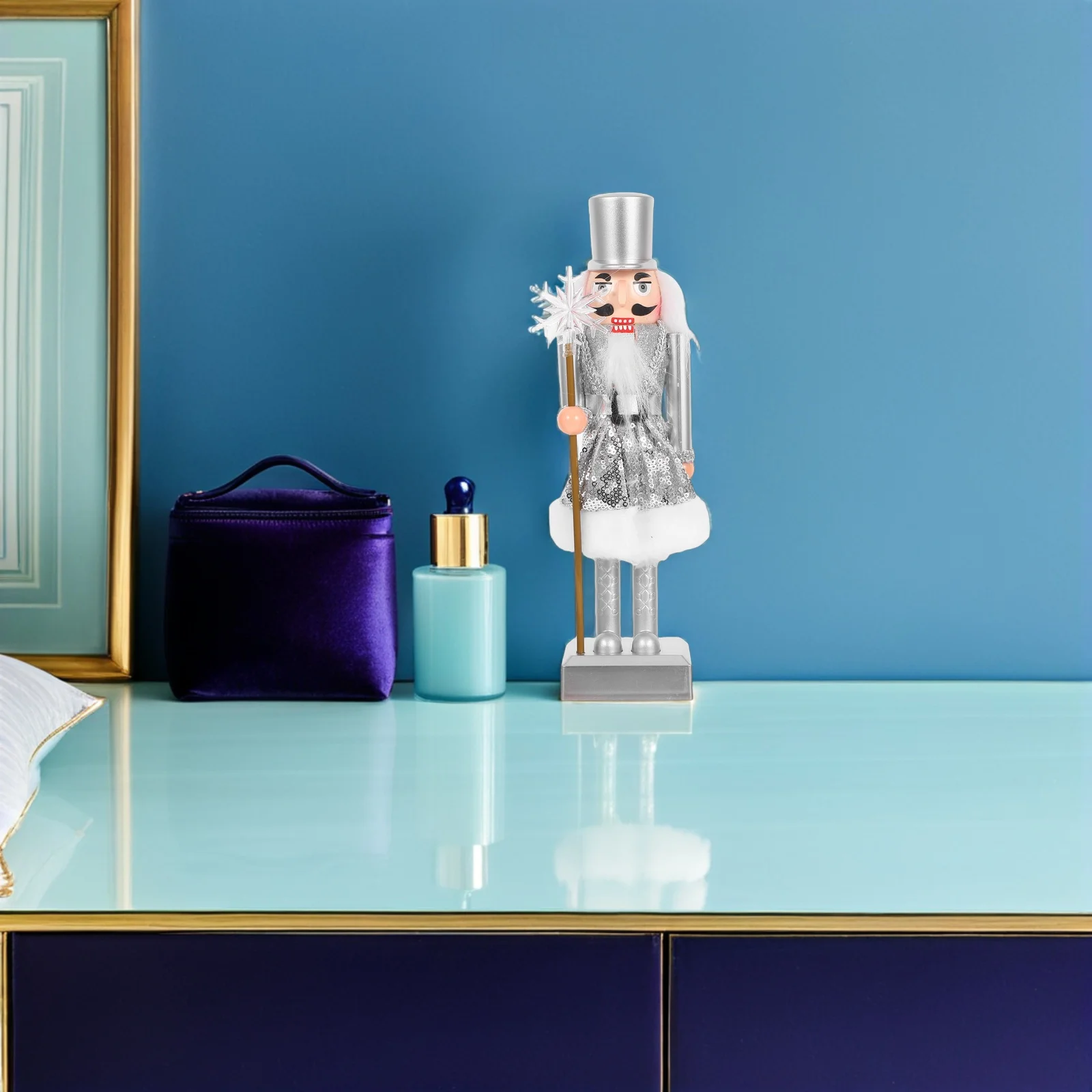 

Christmas Nutcracker Soldier Silver Snowflake Desktop Decor Reusable Xmas Tabletop Figure Nutcracker Soldier Hanging Nutcrackers